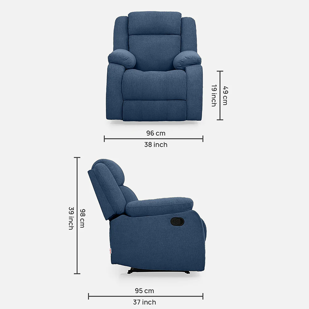 Avalon Blue Fabric Recliner - Image 13