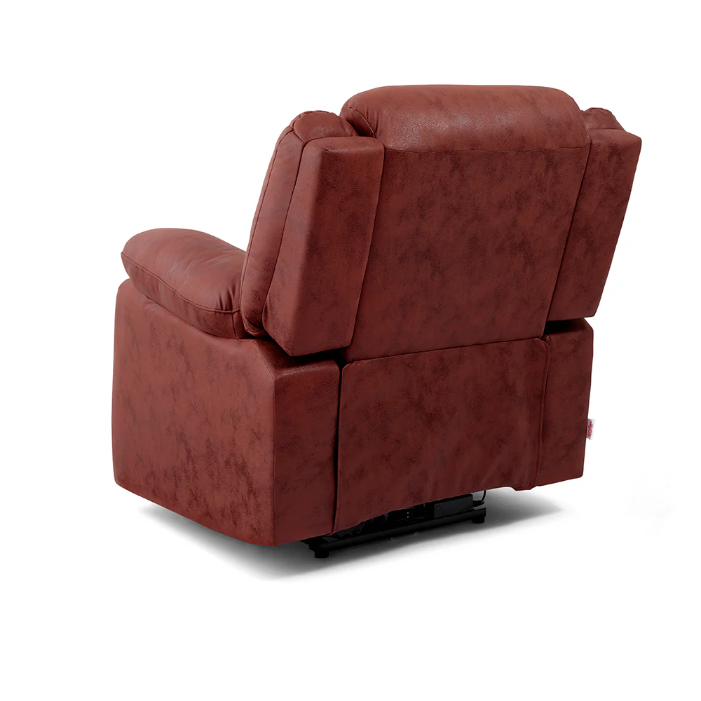 Avalon Motorized Electric Powered Crimson Red Suede Recliner - Image 11