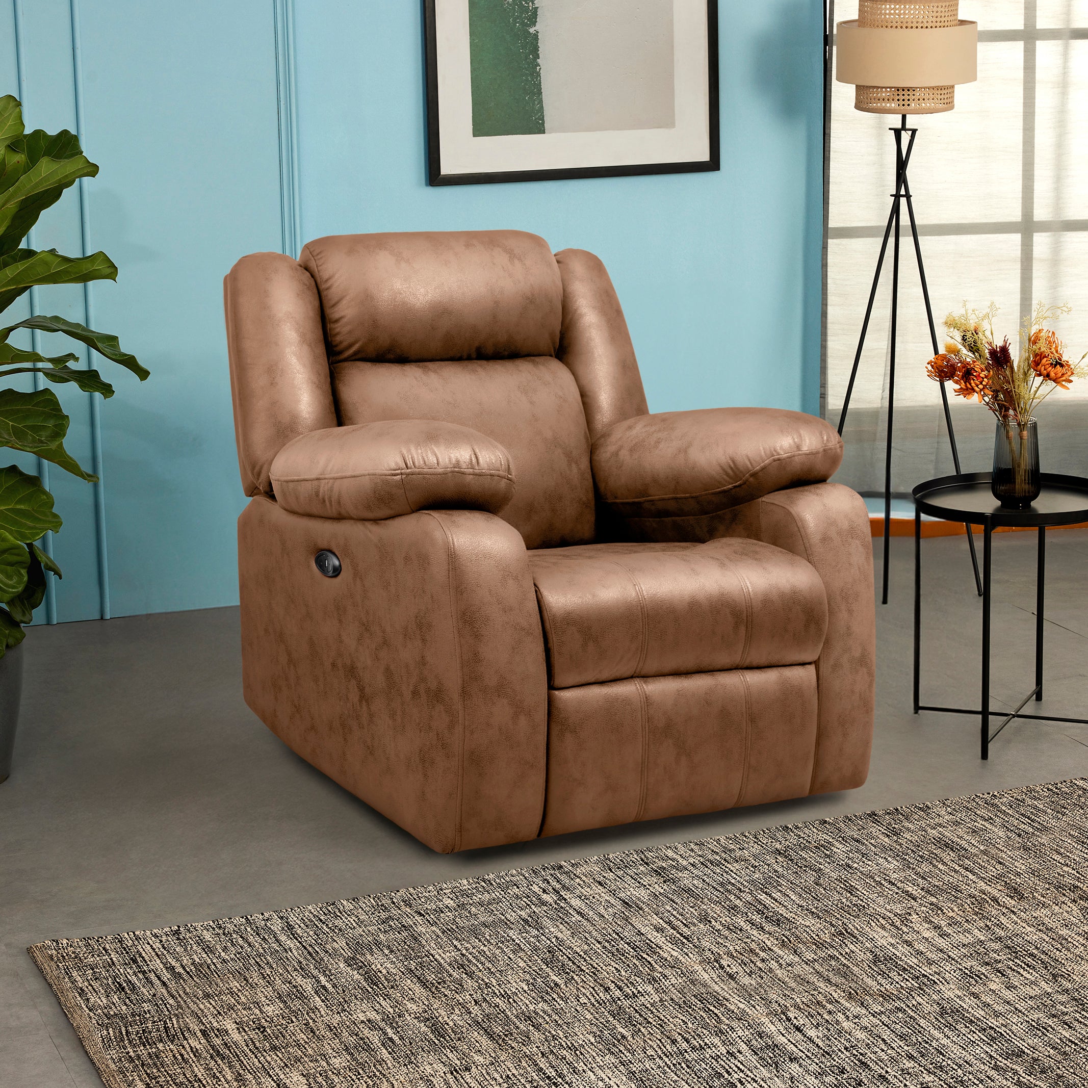Avalon Motorized Electric Powered Desert Orange Suede Recliner