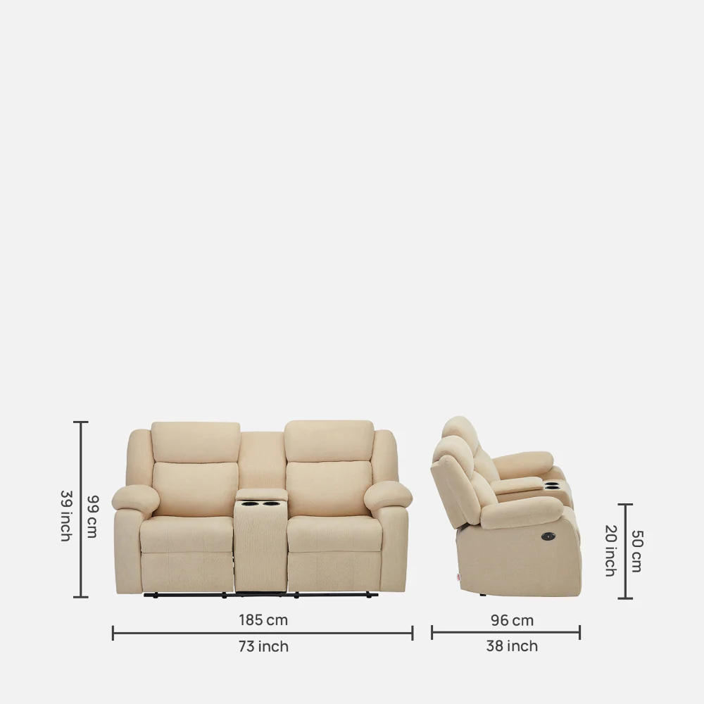 Avalon E Twin Motorized Iconic Beige Recliner - Image 6