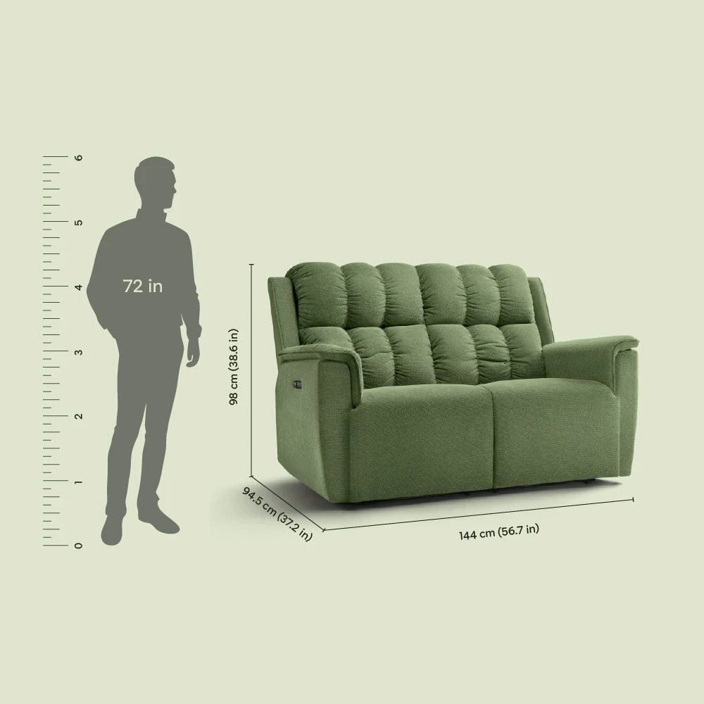 Avalon Elite mov.E Hunter Green Fabric 2 Seater Sofa - Image 3