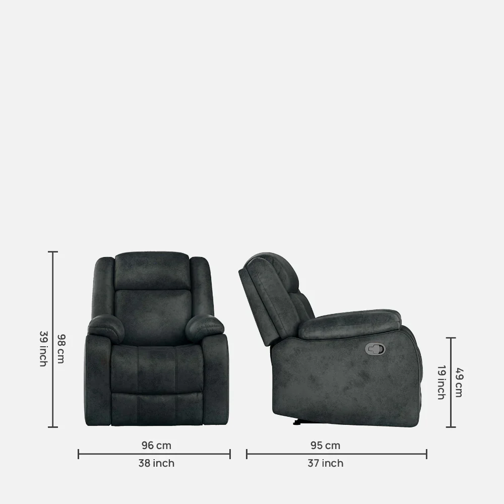 Avalon Midnight Blue Suede Recliner - Image 6