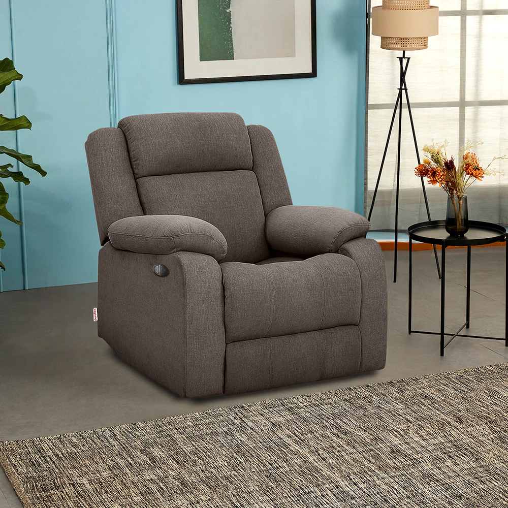 Avalon Motorized Electric Powered Saddle Brown Fabric Recliner