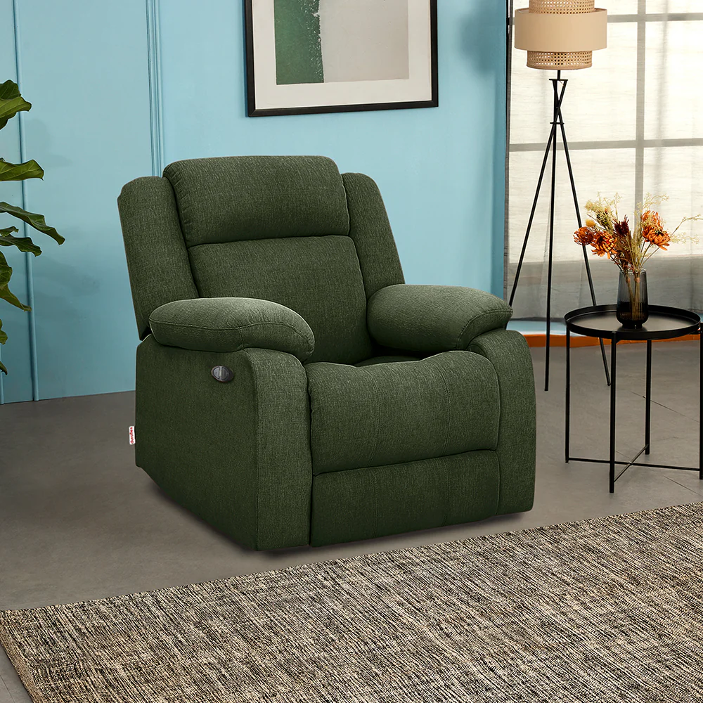 Avalon Motorized Electric Powered Sap Green Fabric Recliner