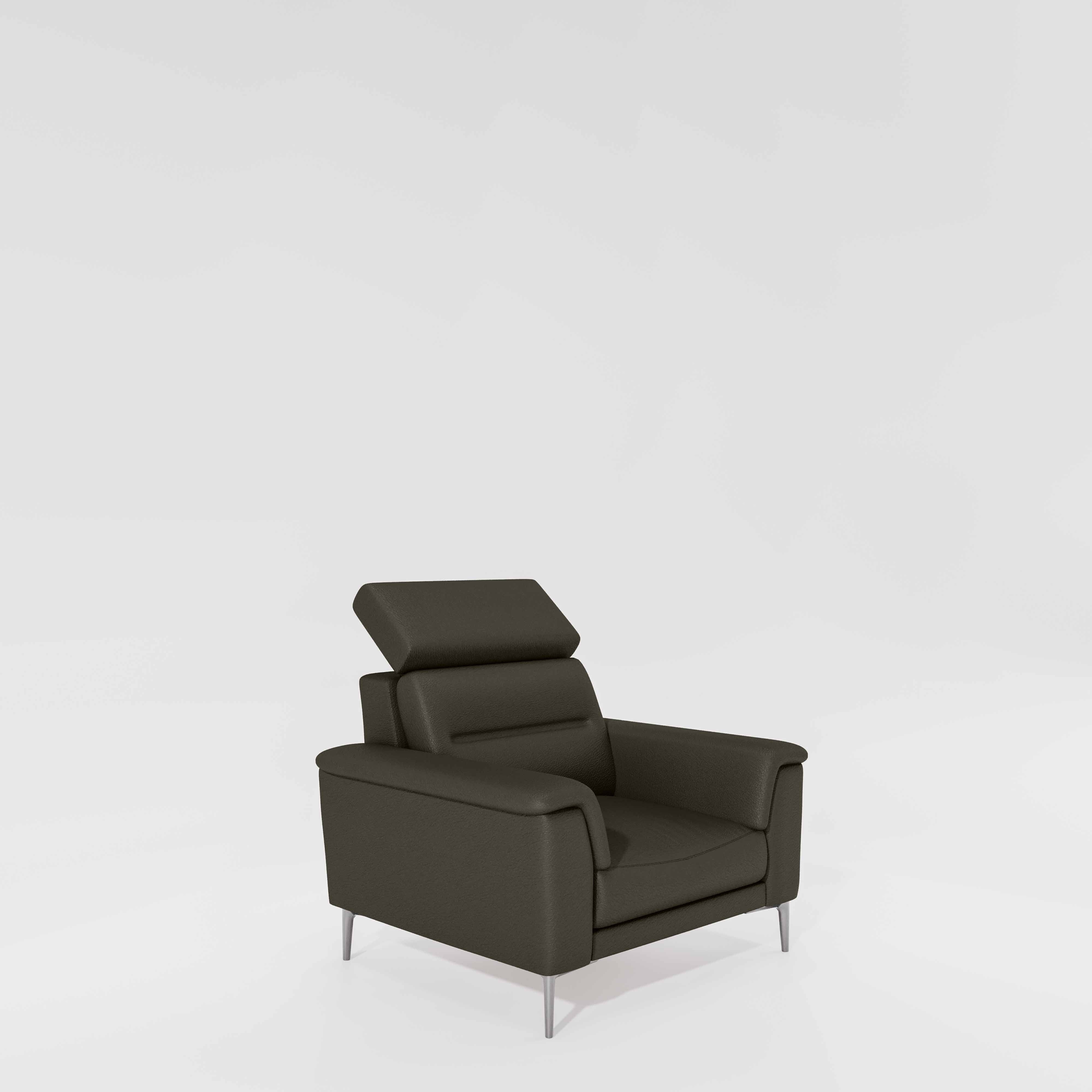 Cresendo 1 Seater Leatherette fabric - Pewter Grey - Image 3