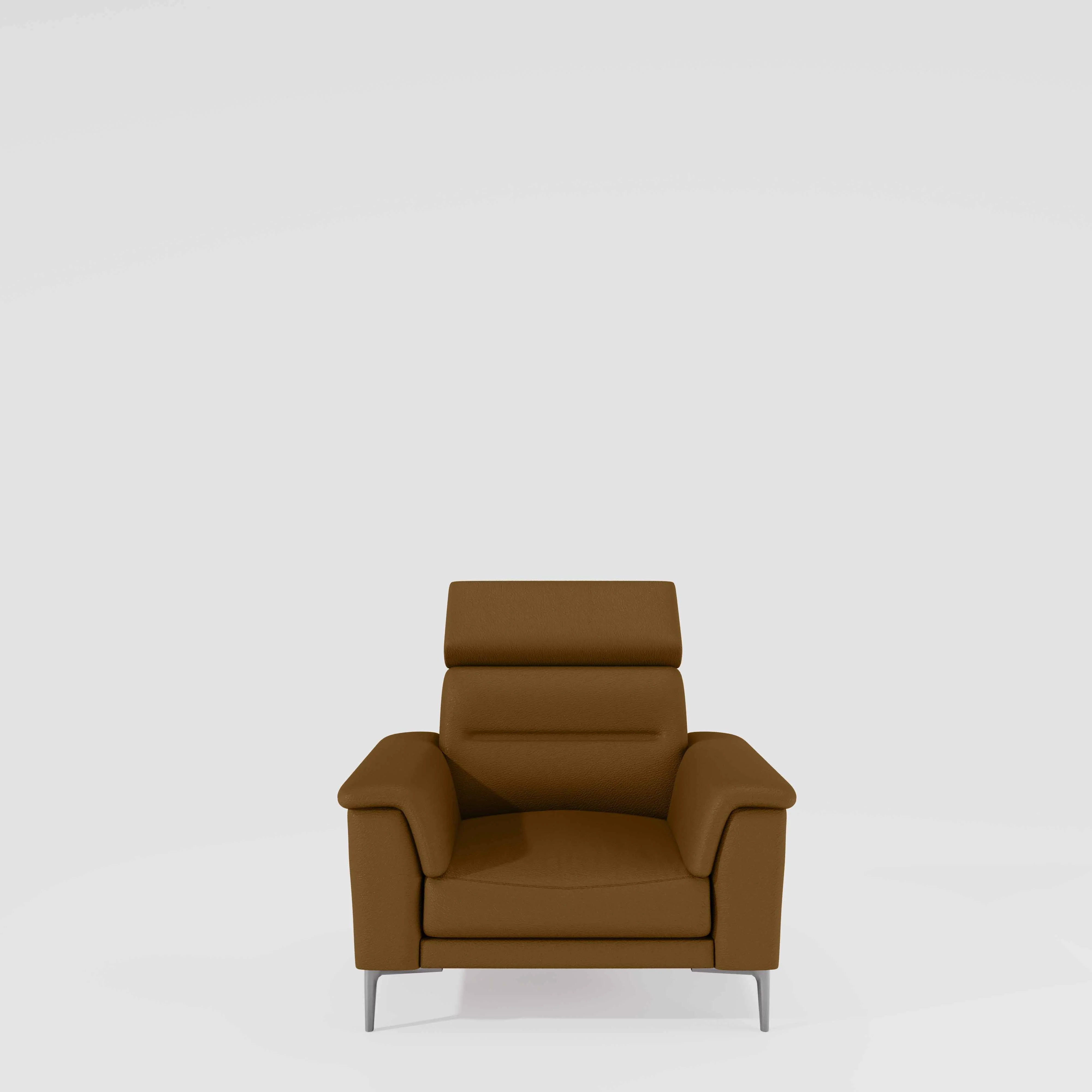 Cresendo 1 Seater Leatherette fabric - Tobacco Brown - Image 2
