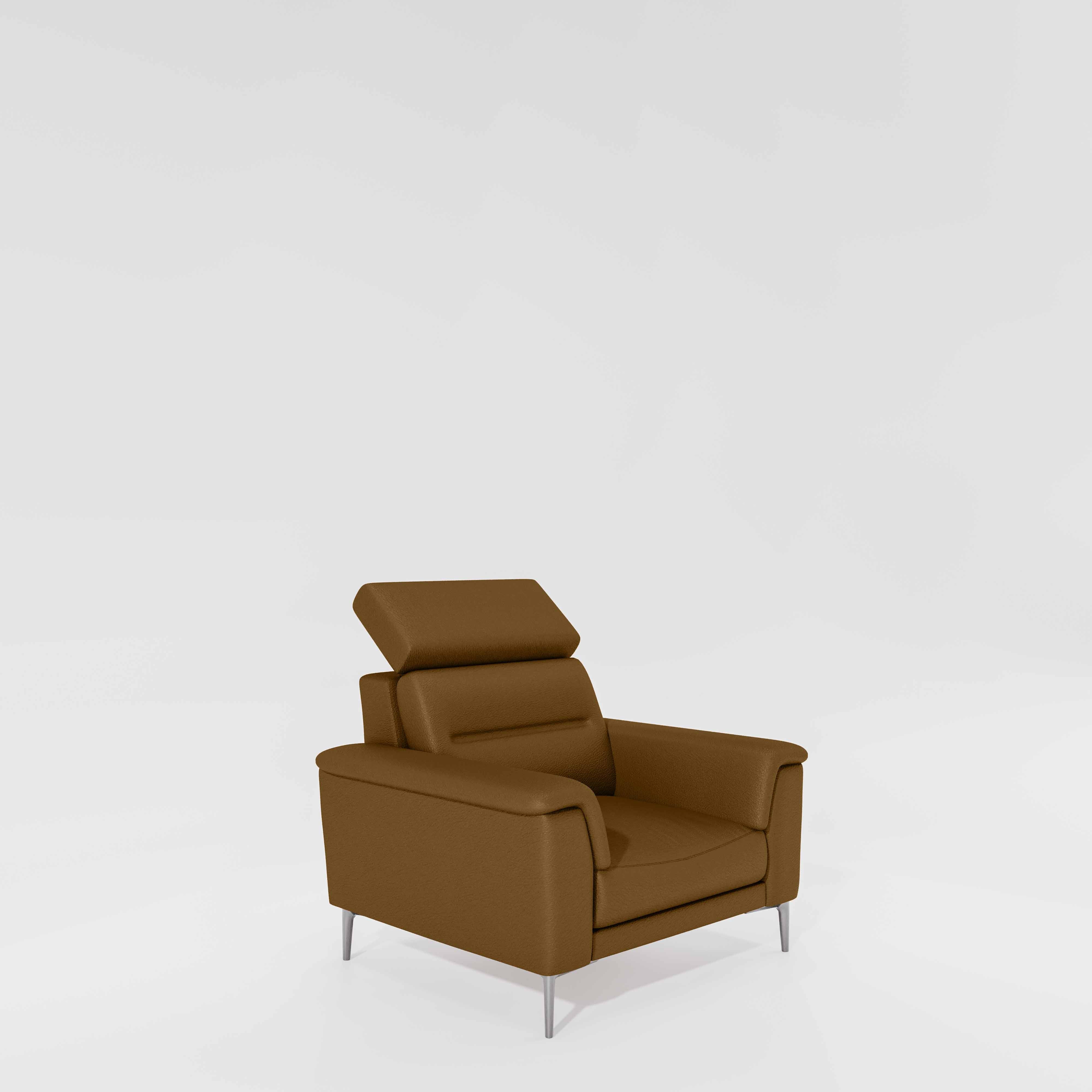 Cresendo 1 Seater Leatherette fabric - Tobacco Brown - Image 3