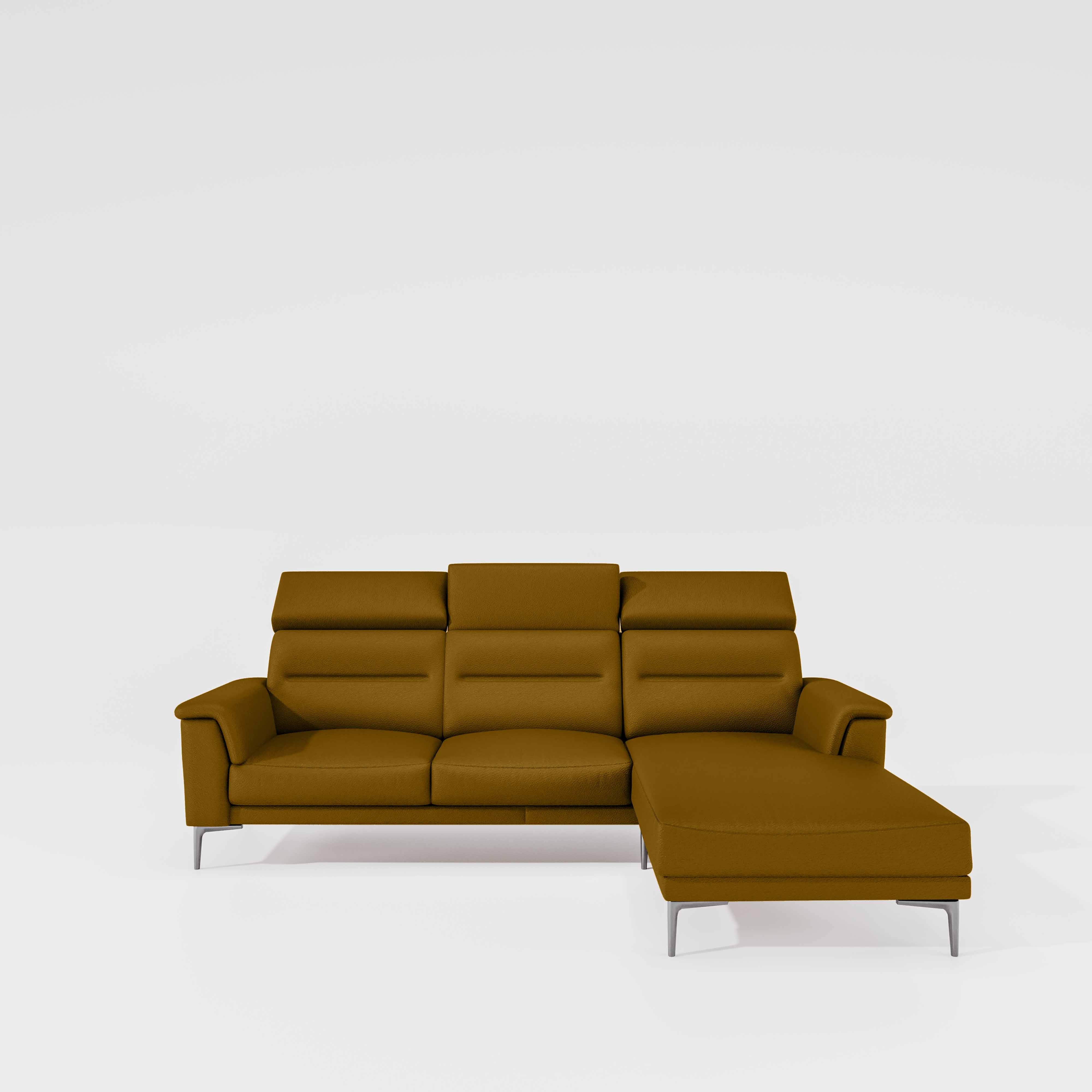 Cresendo 2 Seater with LH Lounger Leatherette fabric - Golden Orange - Image 2