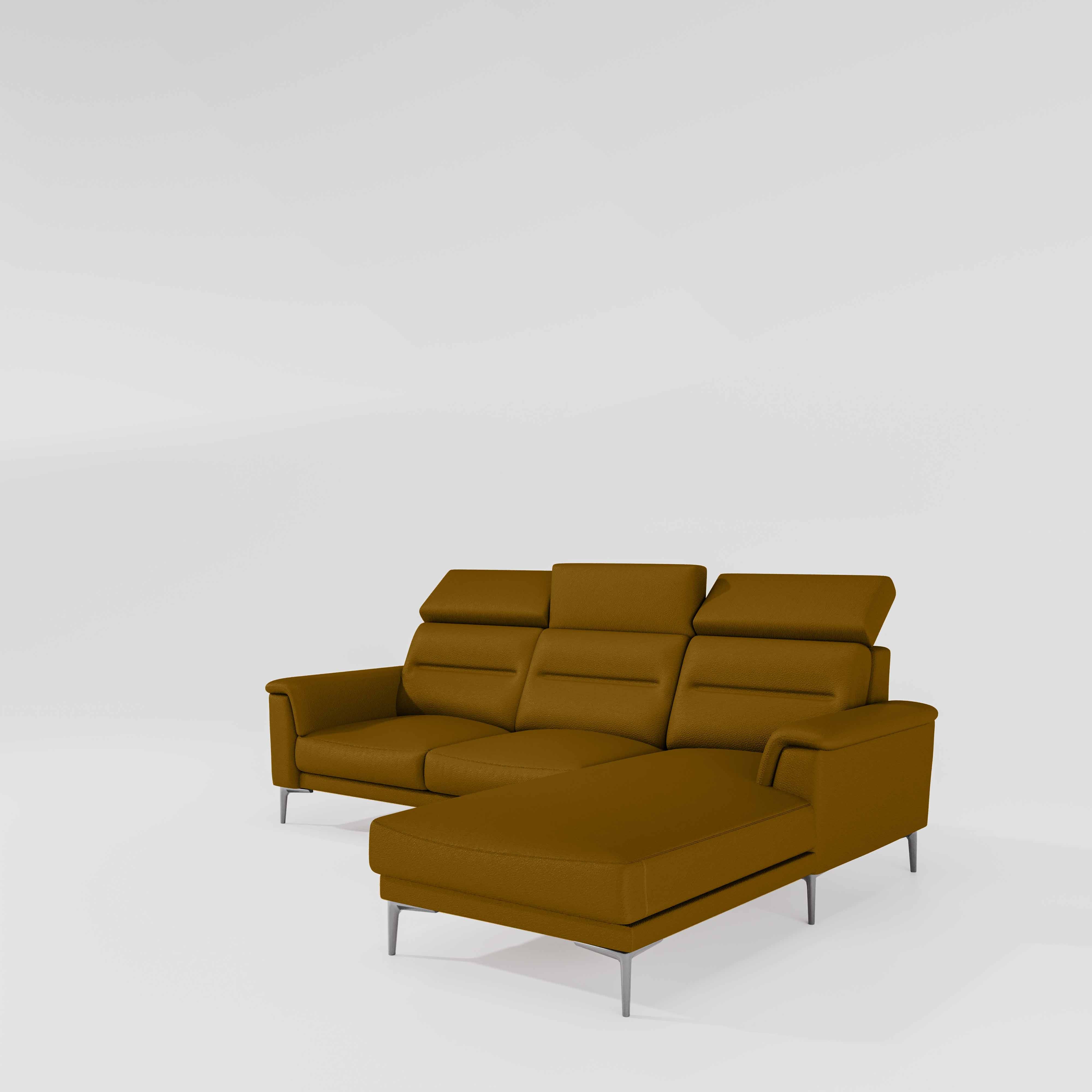 Cresendo 2 Seater with LH Lounger Leatherette fabric - Golden Orange - Image 5