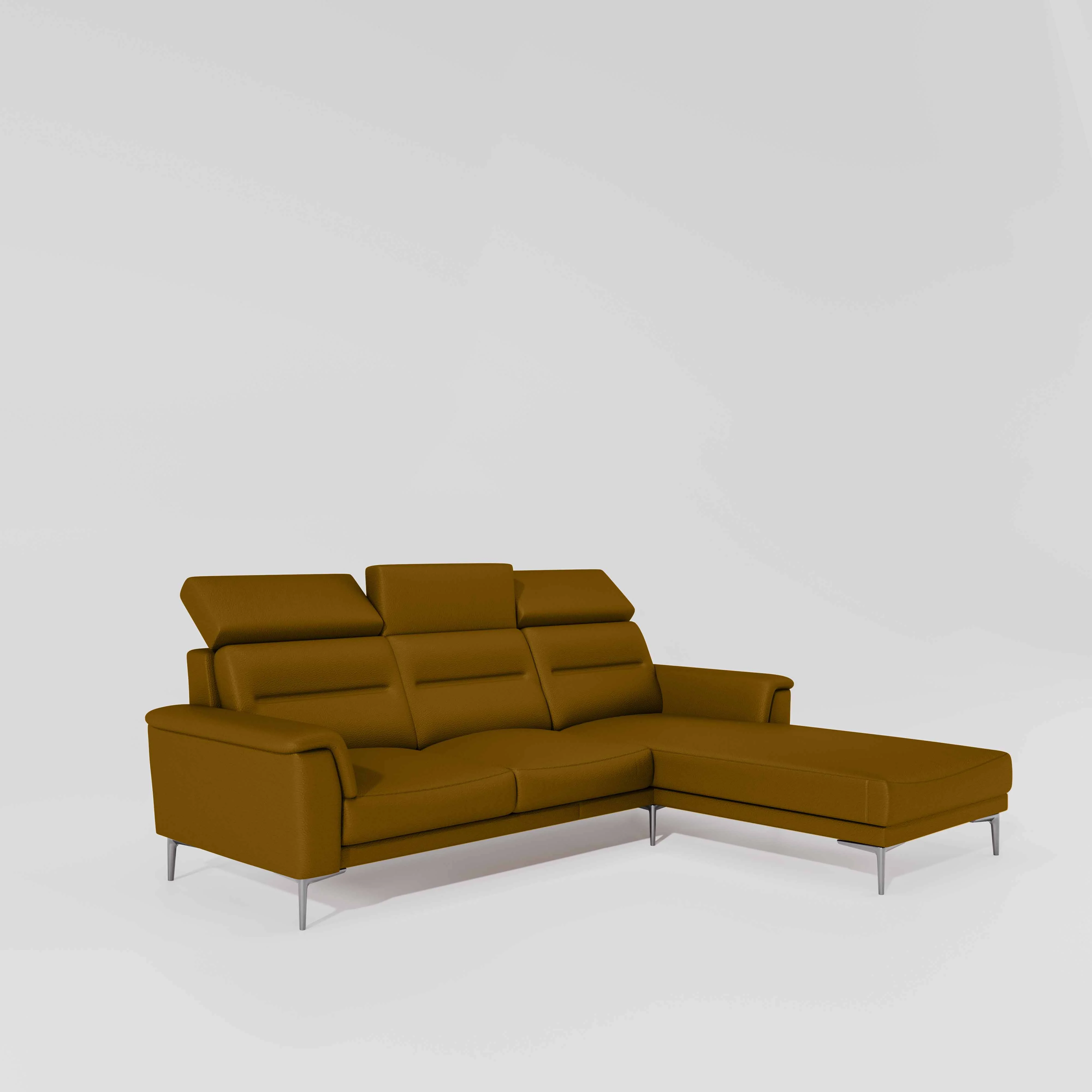 Cresendo 2 Seater with LH Lounger Leatherette fabric - Golden Orange - Image 6