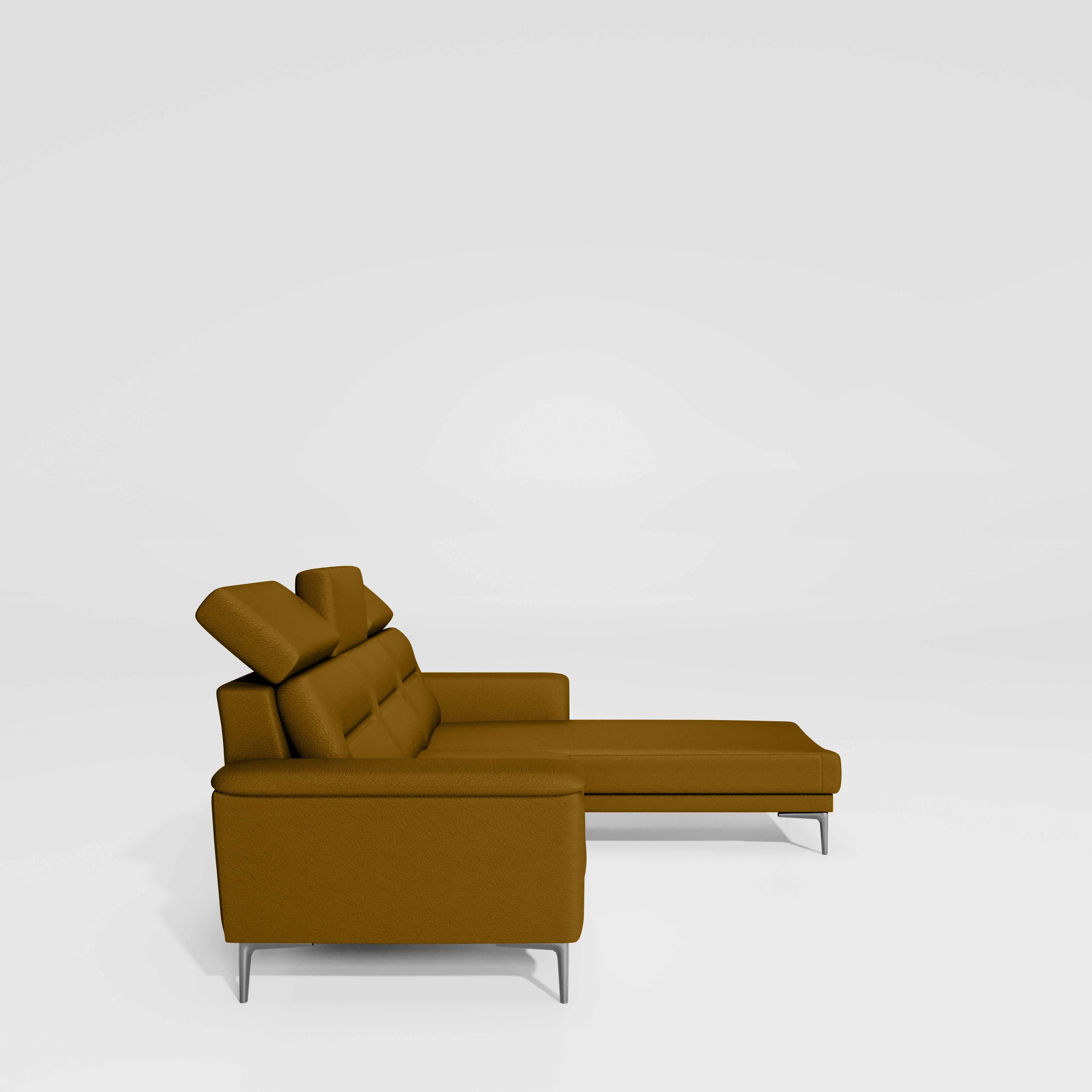 Cresendo 2 Seater with LH Lounger Leatherette fabric - Tobacco Brown - Image 5