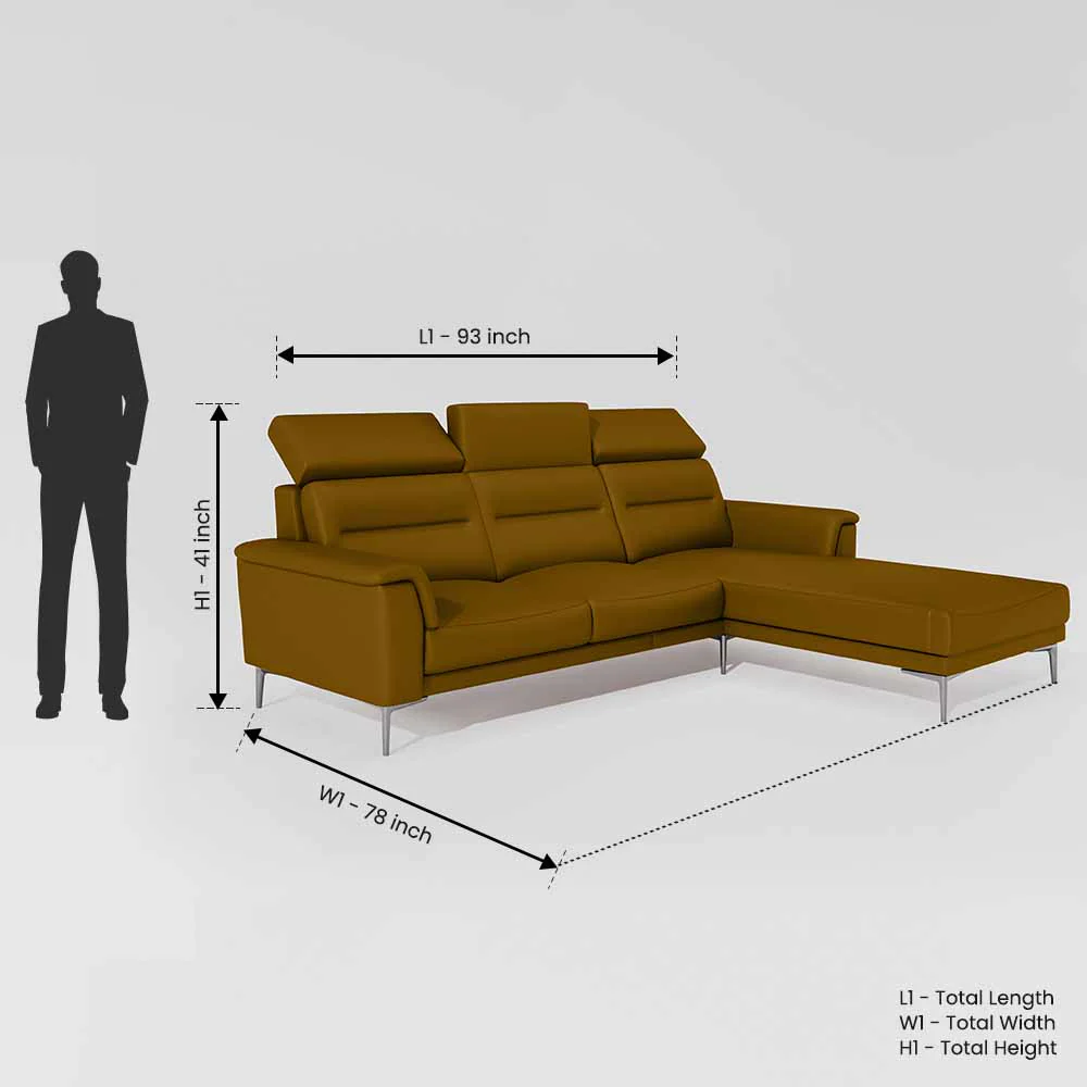 Cresendo 2 Seater with LH Lounger Leatherette fabric - Tobacco Brown - Image 7