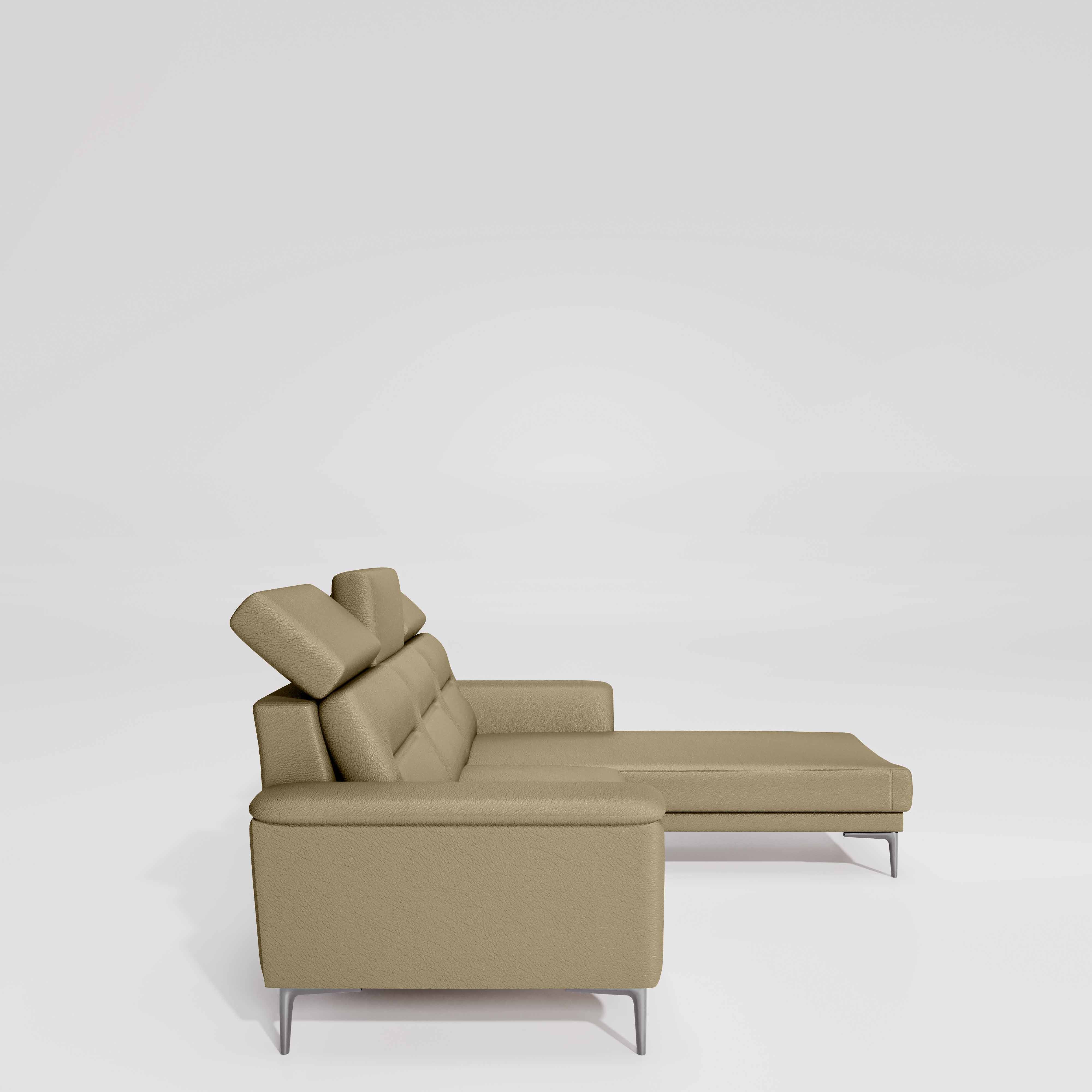 Cresendo 2 Seater with LH Lounger Leatherette fabric - Pebble - Image 4