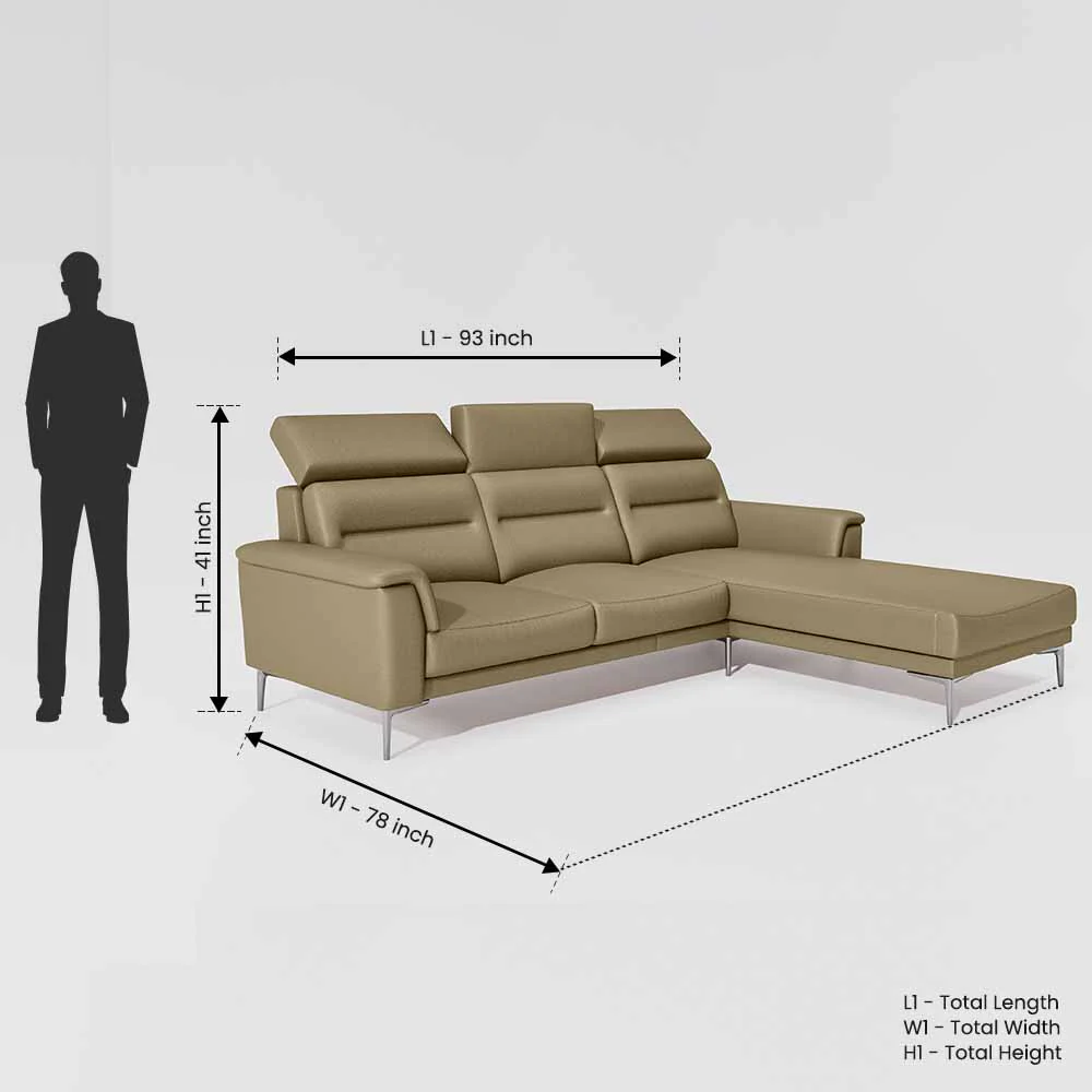 Cresendo 2 Seater with LH Lounger Leatherette fabric - Pebble - Image 5
