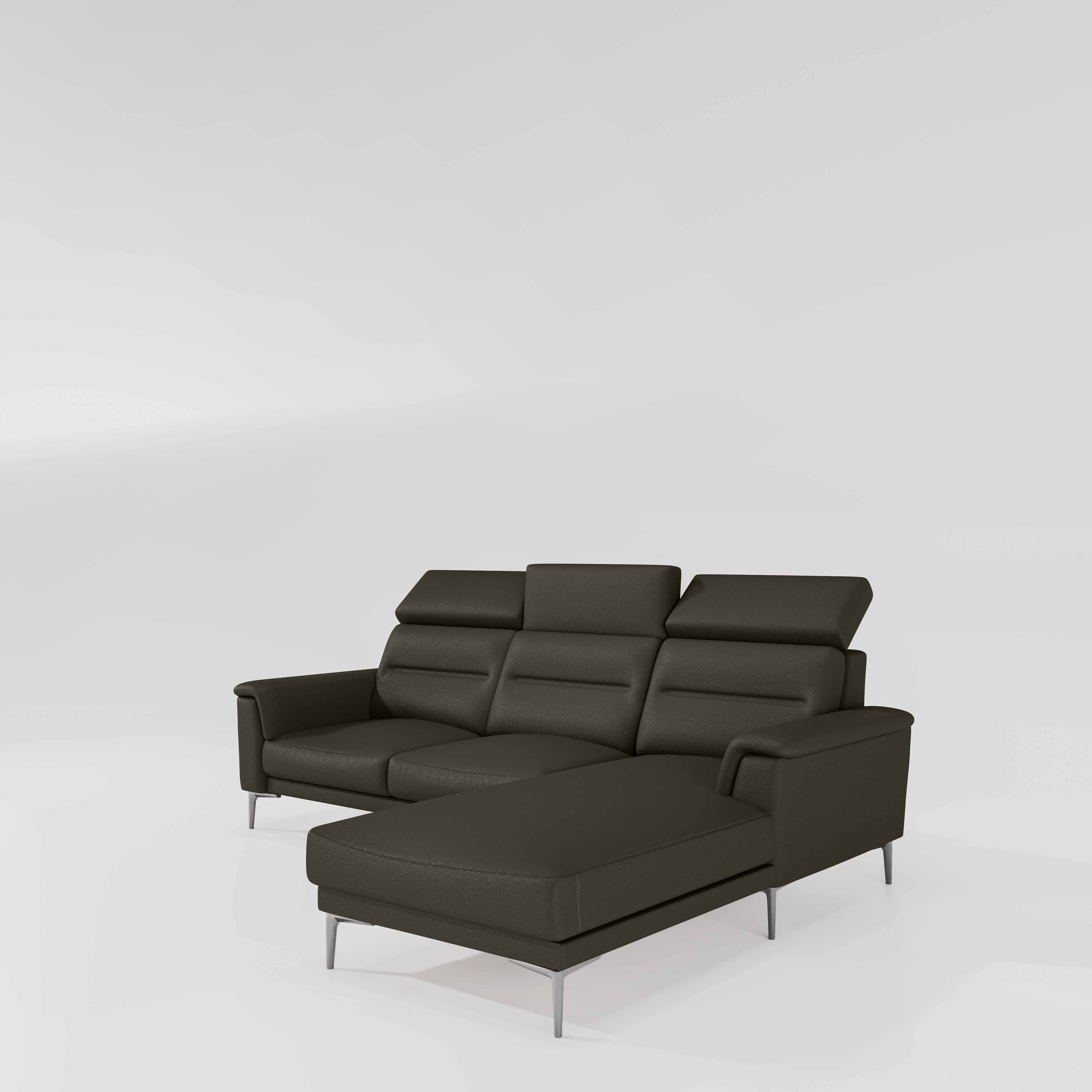 Cresendo 2 Seater with LH Lounger Leatherette fabric - Pewter Grey - Image 6