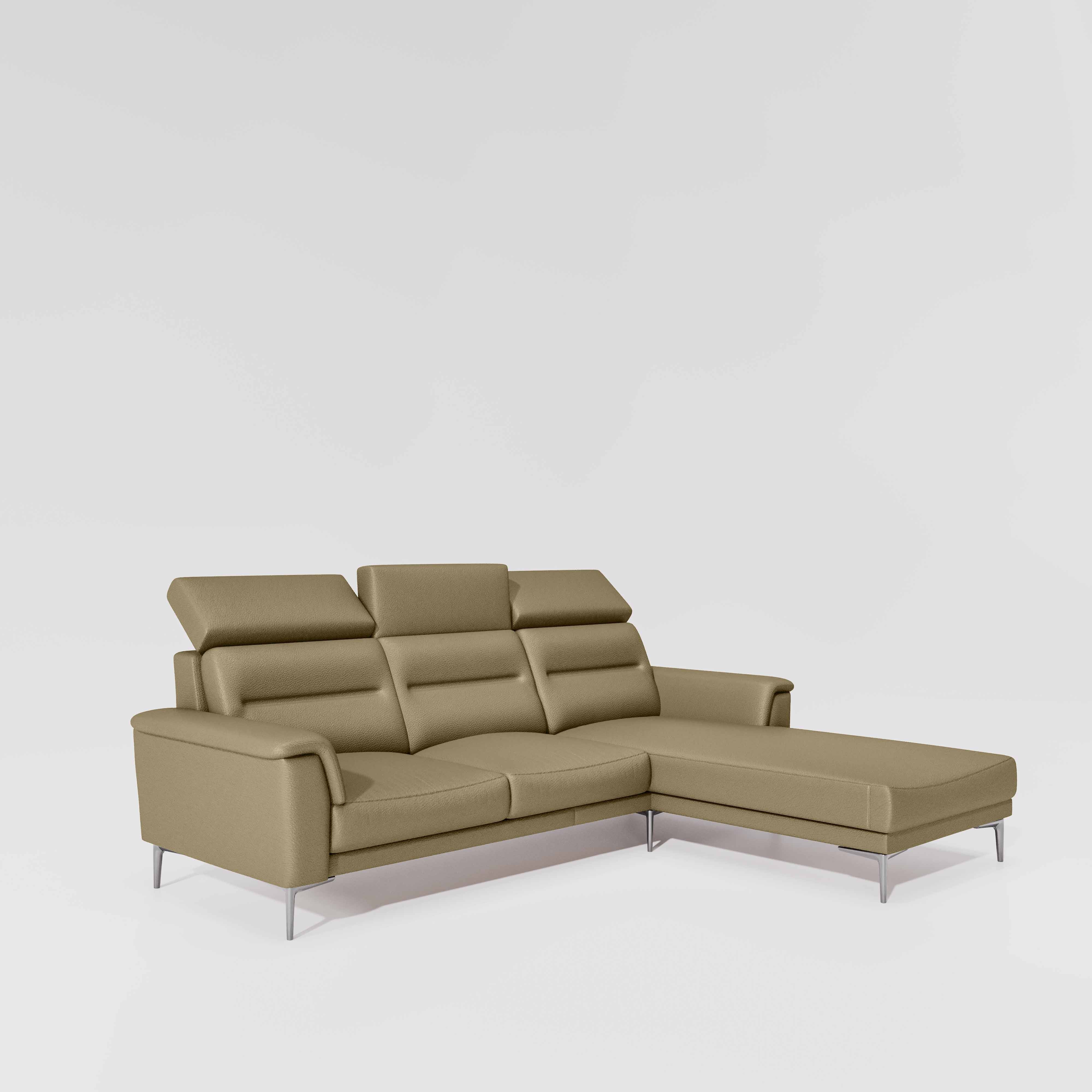 Cresendo 2 Seater with RH Lounger Leatherette fabric - Pebble - Image 3