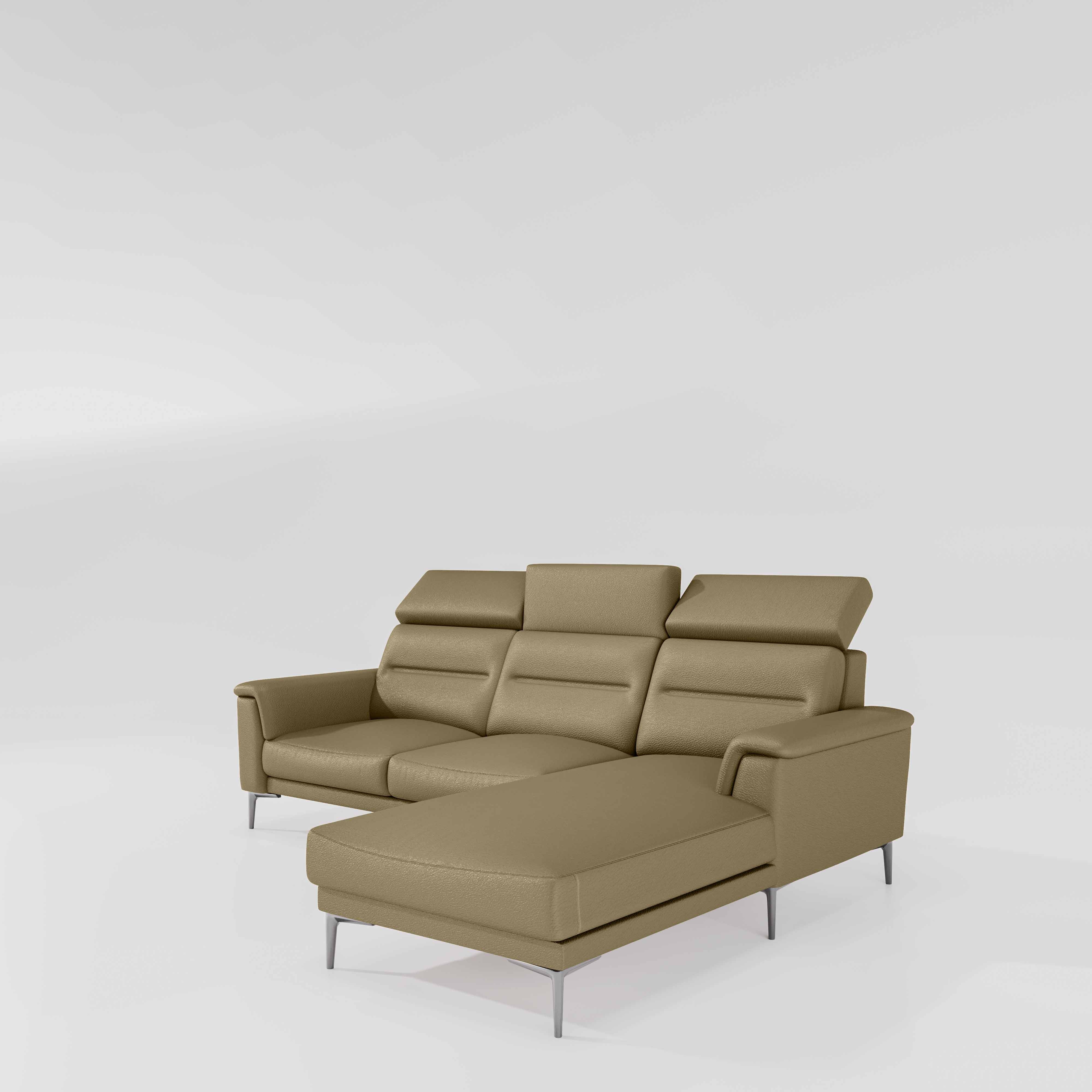 Cresendo 2 Seater with RH Lounger Leatherette fabric - Pebble - Image 4