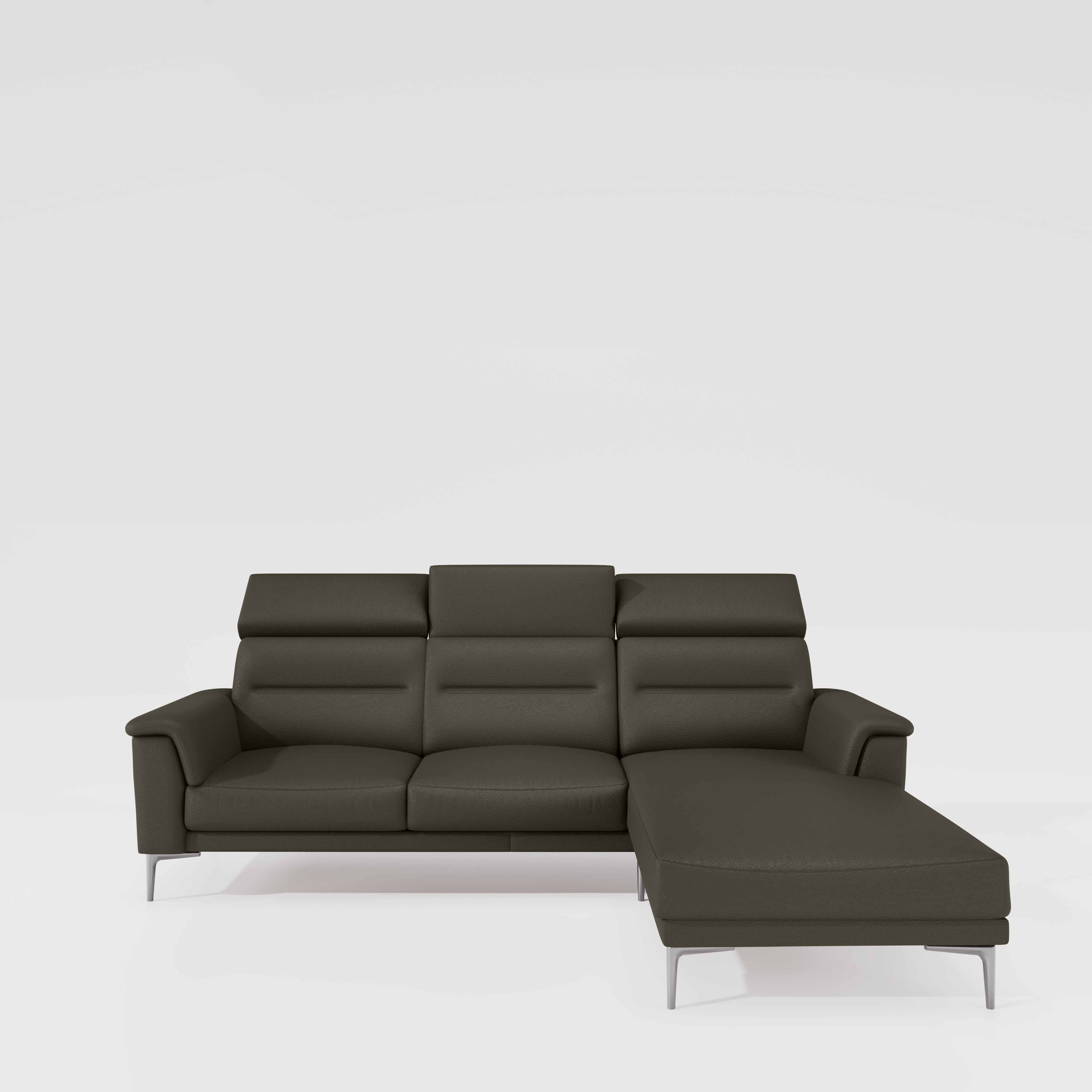 Cresendo 2 Seater with RH Lounger Leatherette fabric - Pewter Grey - Image 2