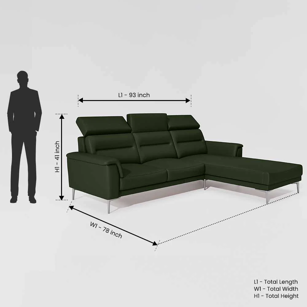 Cresendo 2 Seater with RH Lounger Leatherette fabric - Black Forest - Image 3