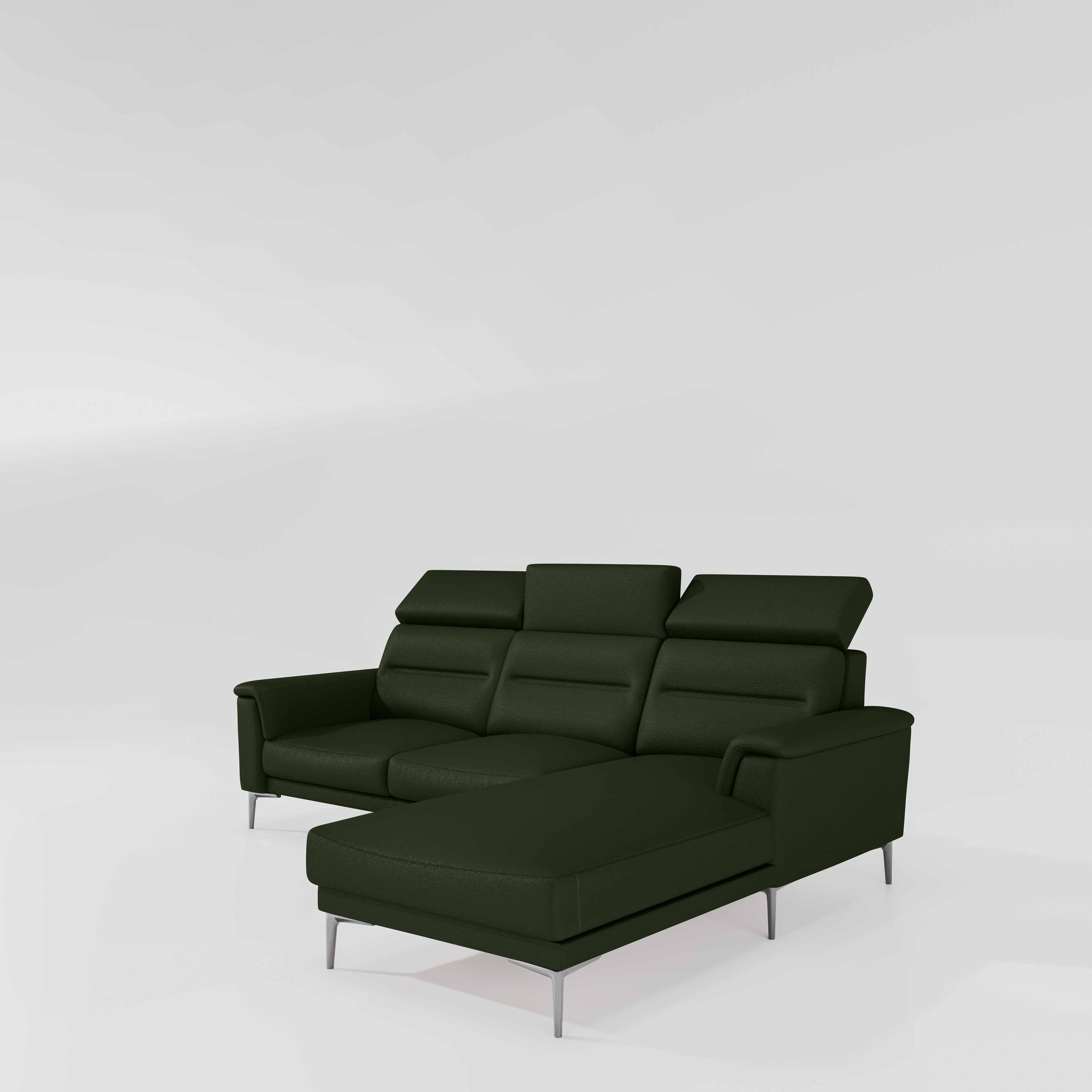 Cresendo 2 Seater with RH Lounger Leatherette fabric - Black Forest - Image 6