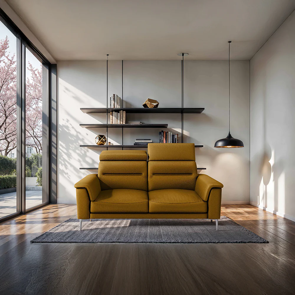 Cresendo 2 Seater Leatherette fabric - Golden Orange - Image 2