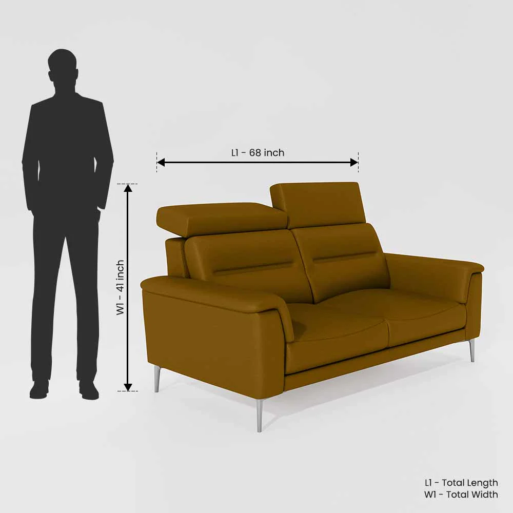 Cresendo 2 Seater Leatherette fabric - Golden Orange - Image 5