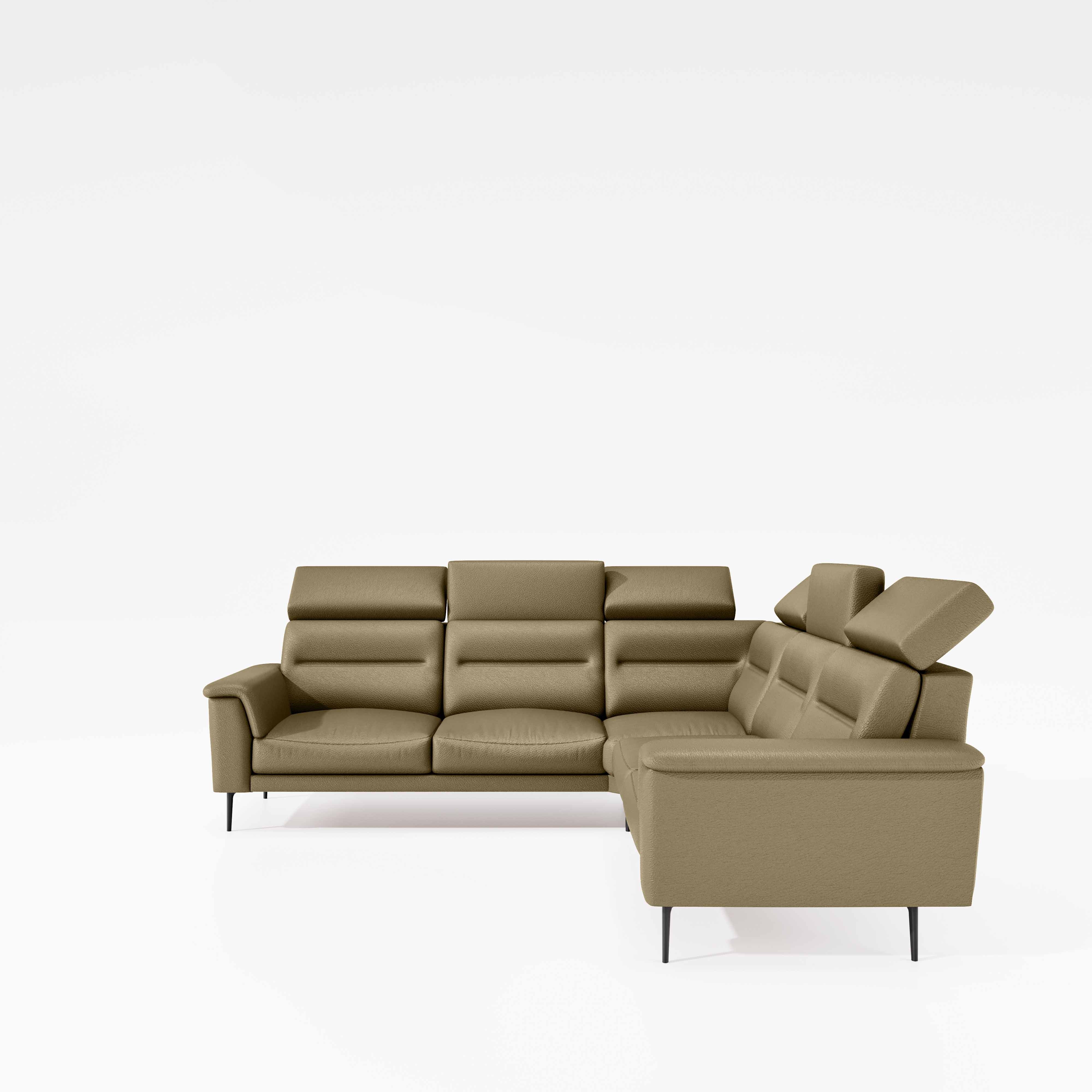 Crescendo 2 Seater + Corner + 2 Seater Leatherette Fabric - Pebble - Image 2