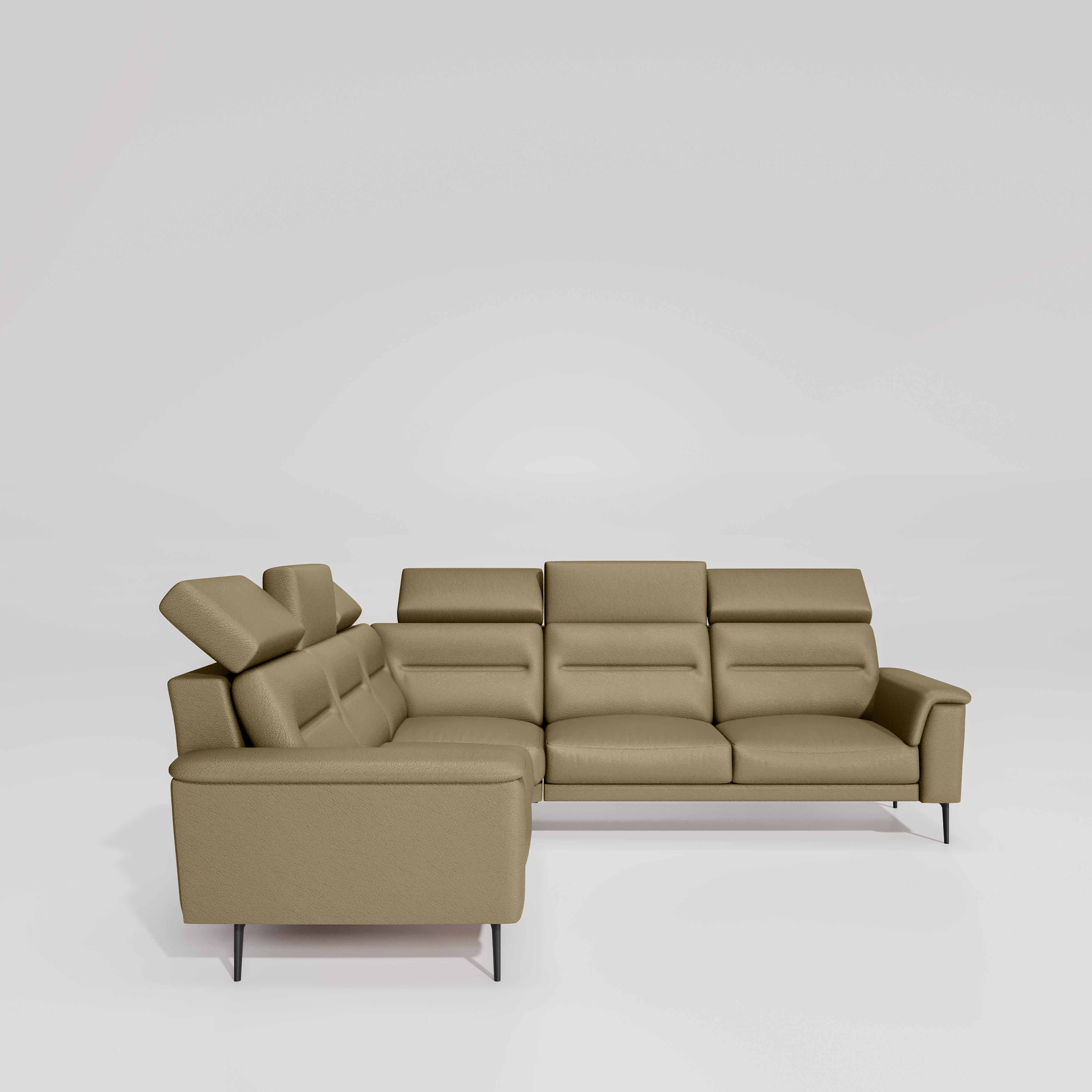 Crescendo 2 Seater + Corner + 2 Seater Leatherette Fabric - Pebble - Image 5
