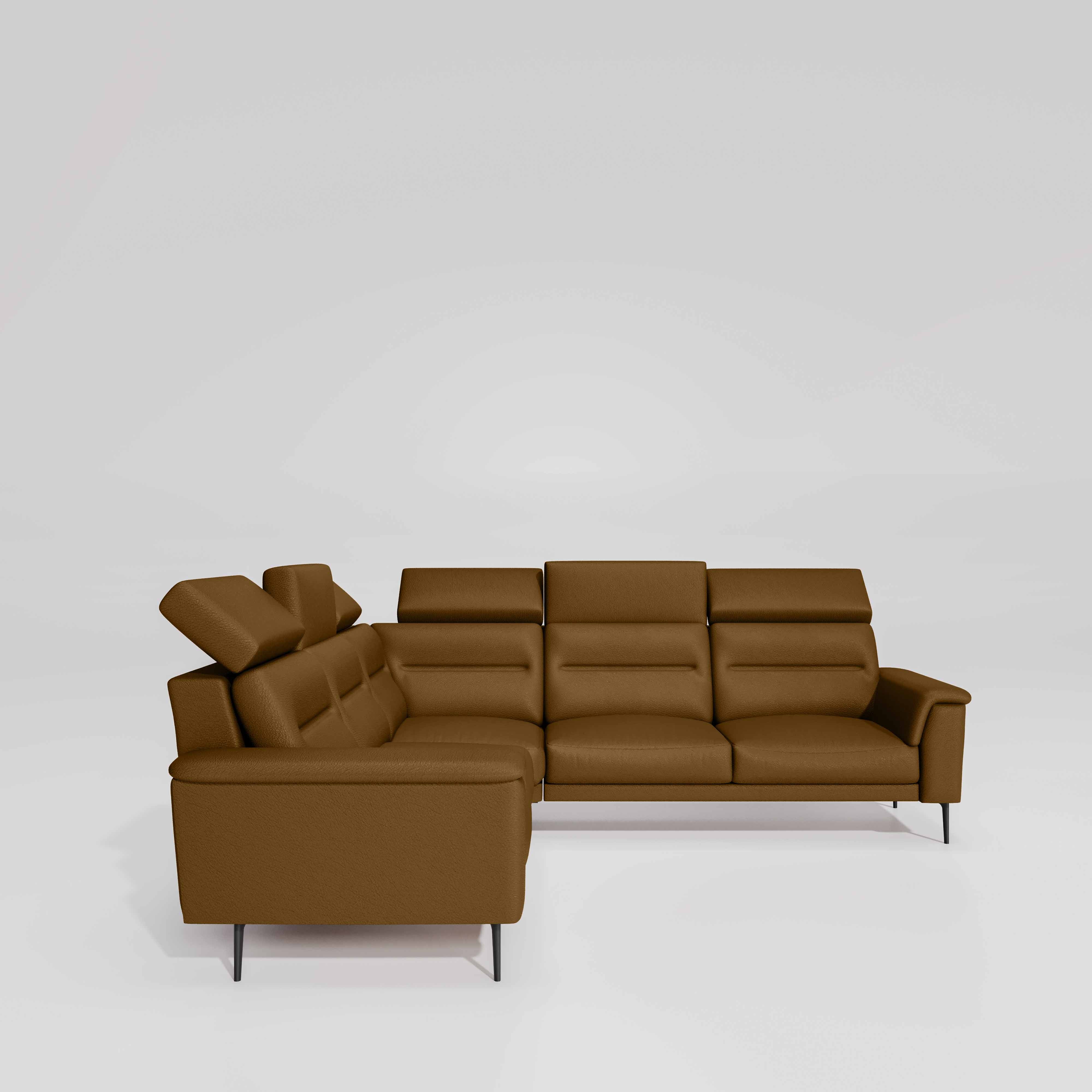 Crescendo 2 Seater + Corner + 2 Seater Leatherette Fabric - Tobacco Brown - Image 5