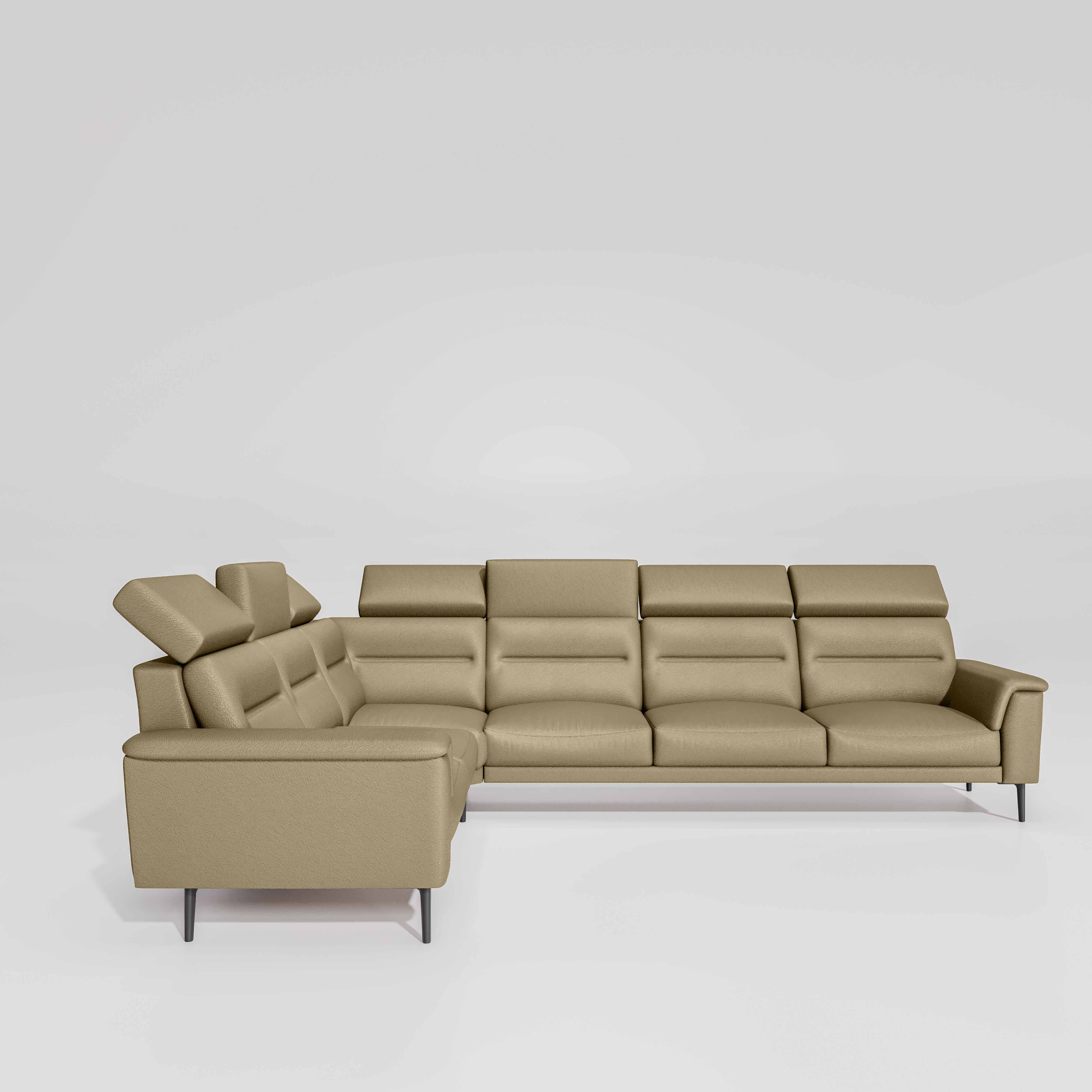 Crescendo 2 Seater + Corner + 3 Seater Leatherette Fabric - Pebble - Image 5