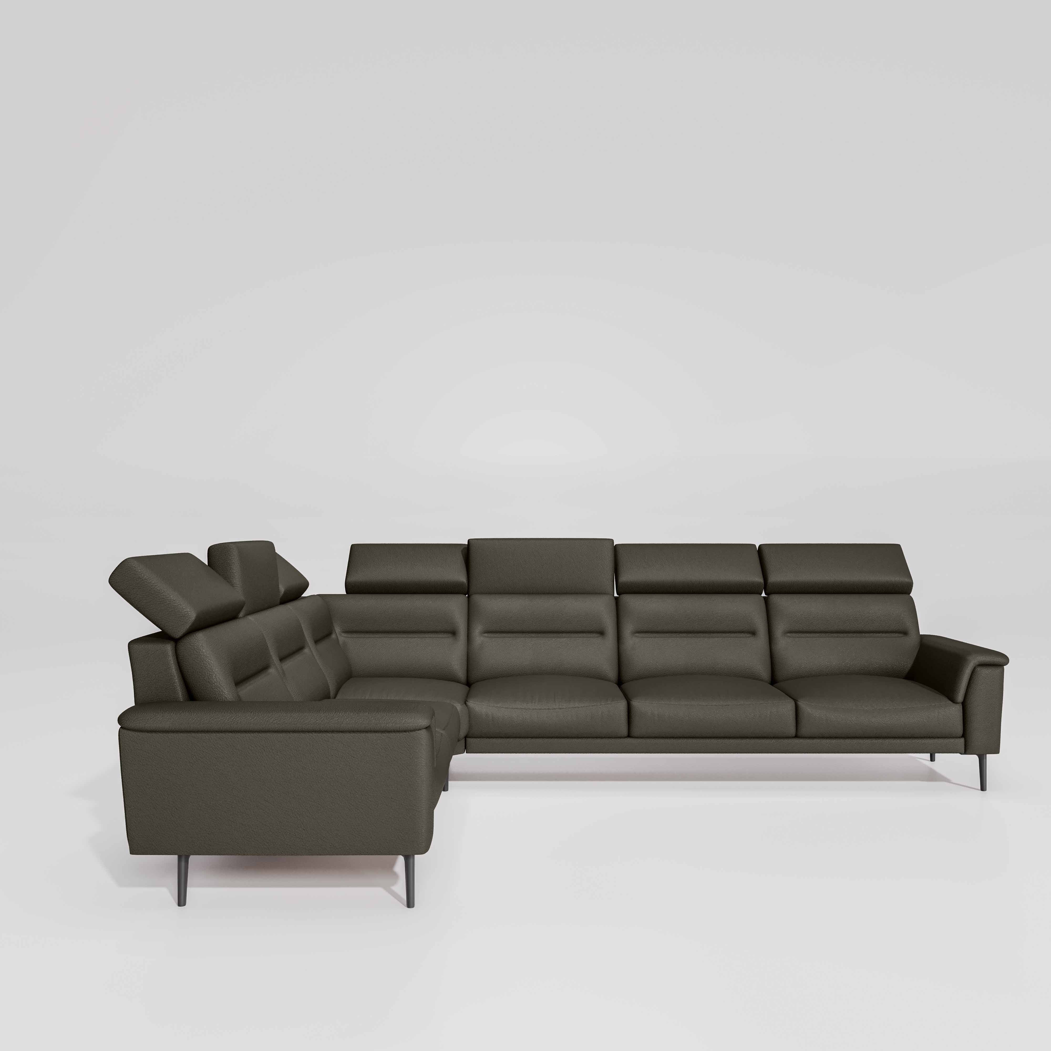 Crescendo 2 Seater + Corner + 3 Seater Leatherette Fabric - Pewter Grey - Image 3