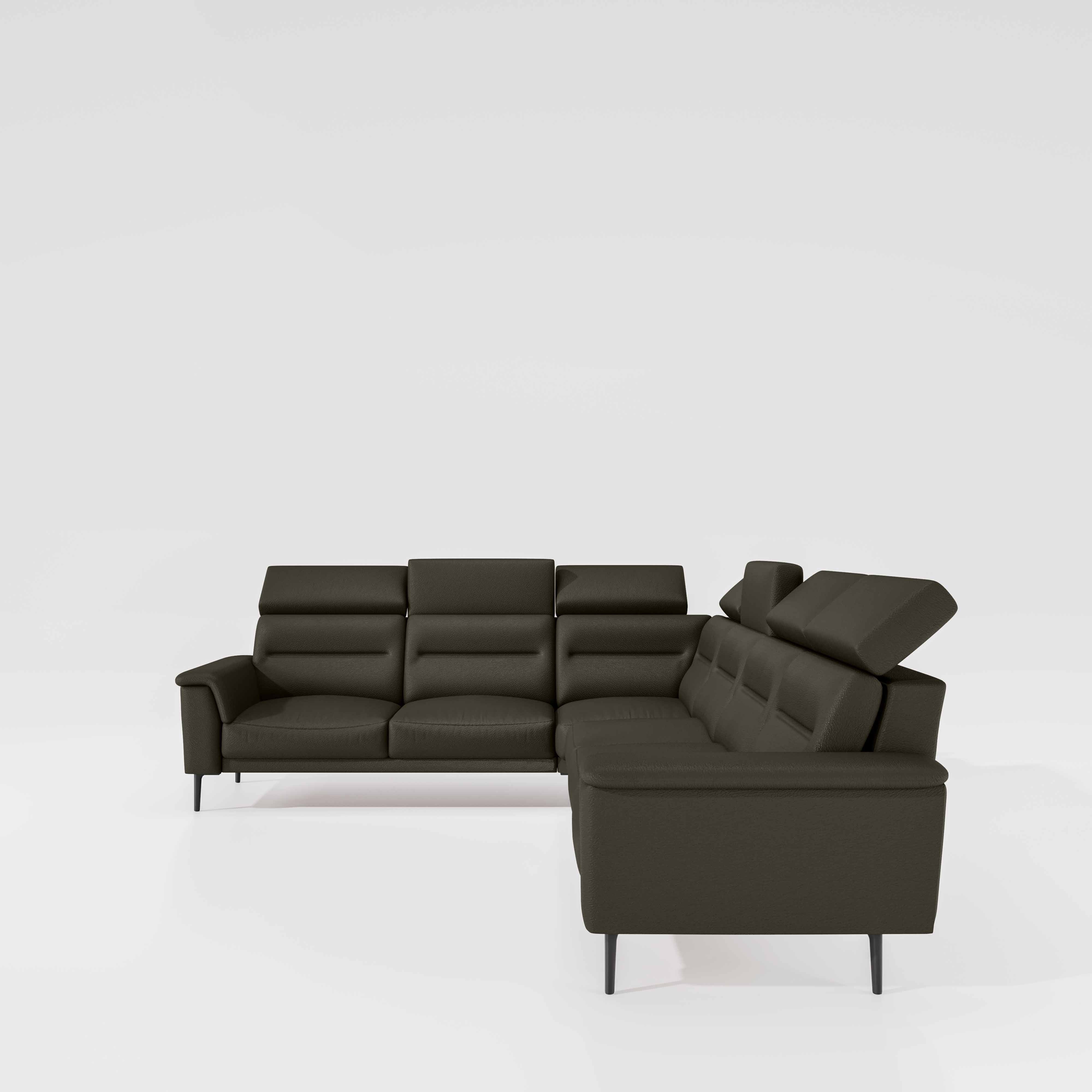 Crescendo 2 Seater + Corner + 3 Seater Leatherette Fabric - Pewter Grey - Image 4