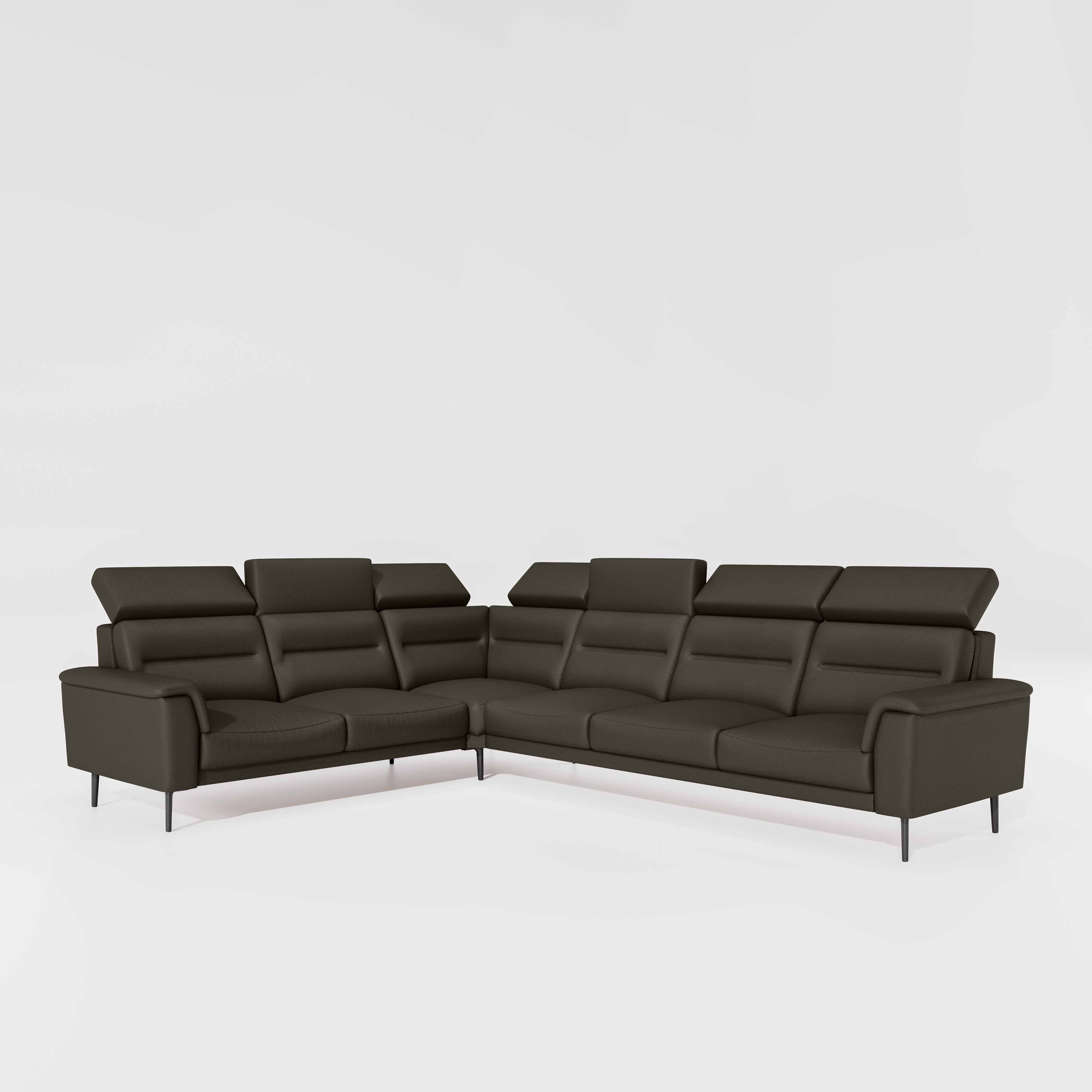 Crescendo 2 Seater + Corner + 3 Seater Leatherette Fabric - Pewter Grey - Image 5