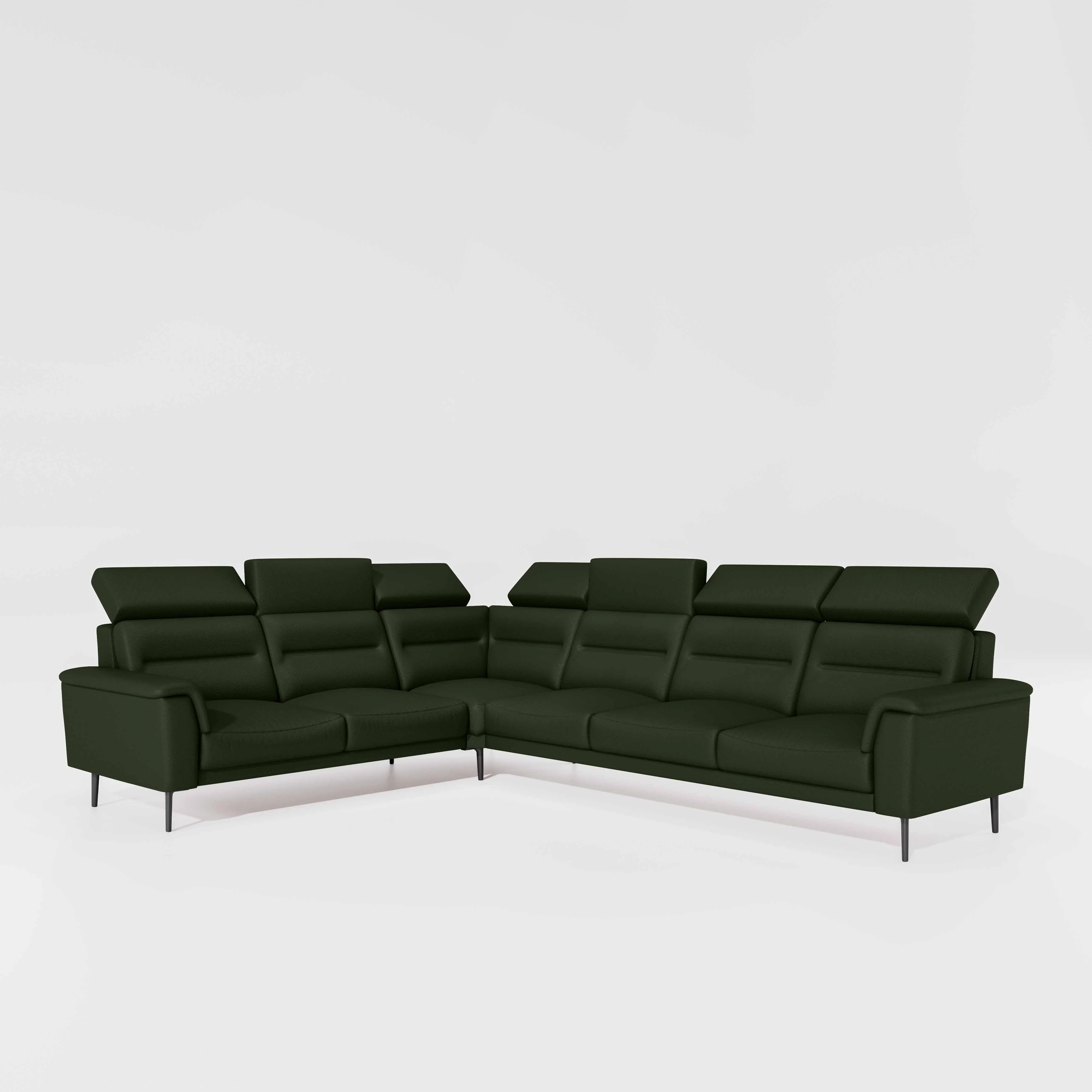 Crescendo 2 Seater + Corner + 3 Seater Leatherette Fabric - Black Forest - Image 3