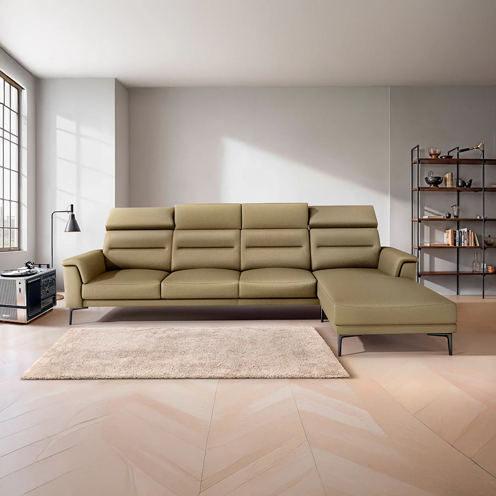 Cresendo 3 Seater with LH Lounger Leatherette fabric - Pebble
