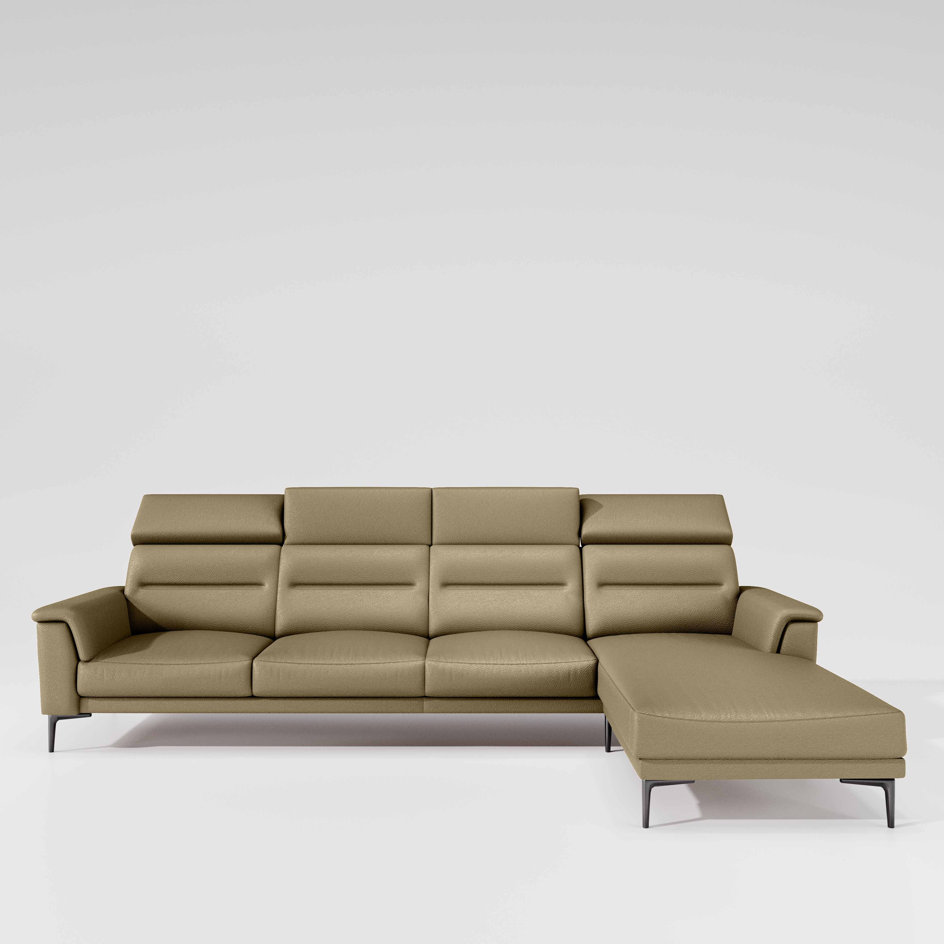 Cresendo 3 Seater with LH Lounger Leatherette fabric - Pebble - Image 2
