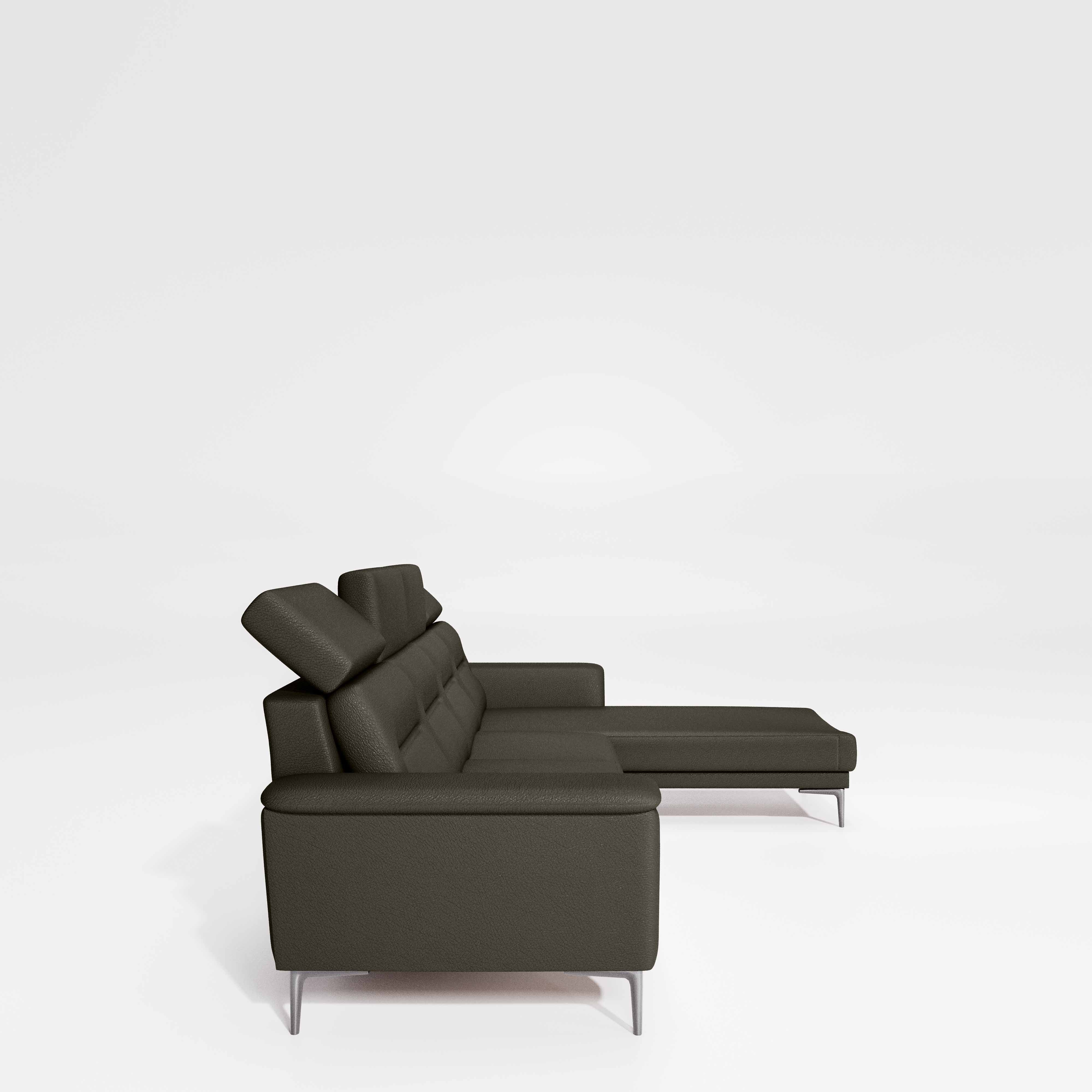 Cresendo 3 Seater with LH Lounger Leatherette fabric - Pewter Grey - Image 7