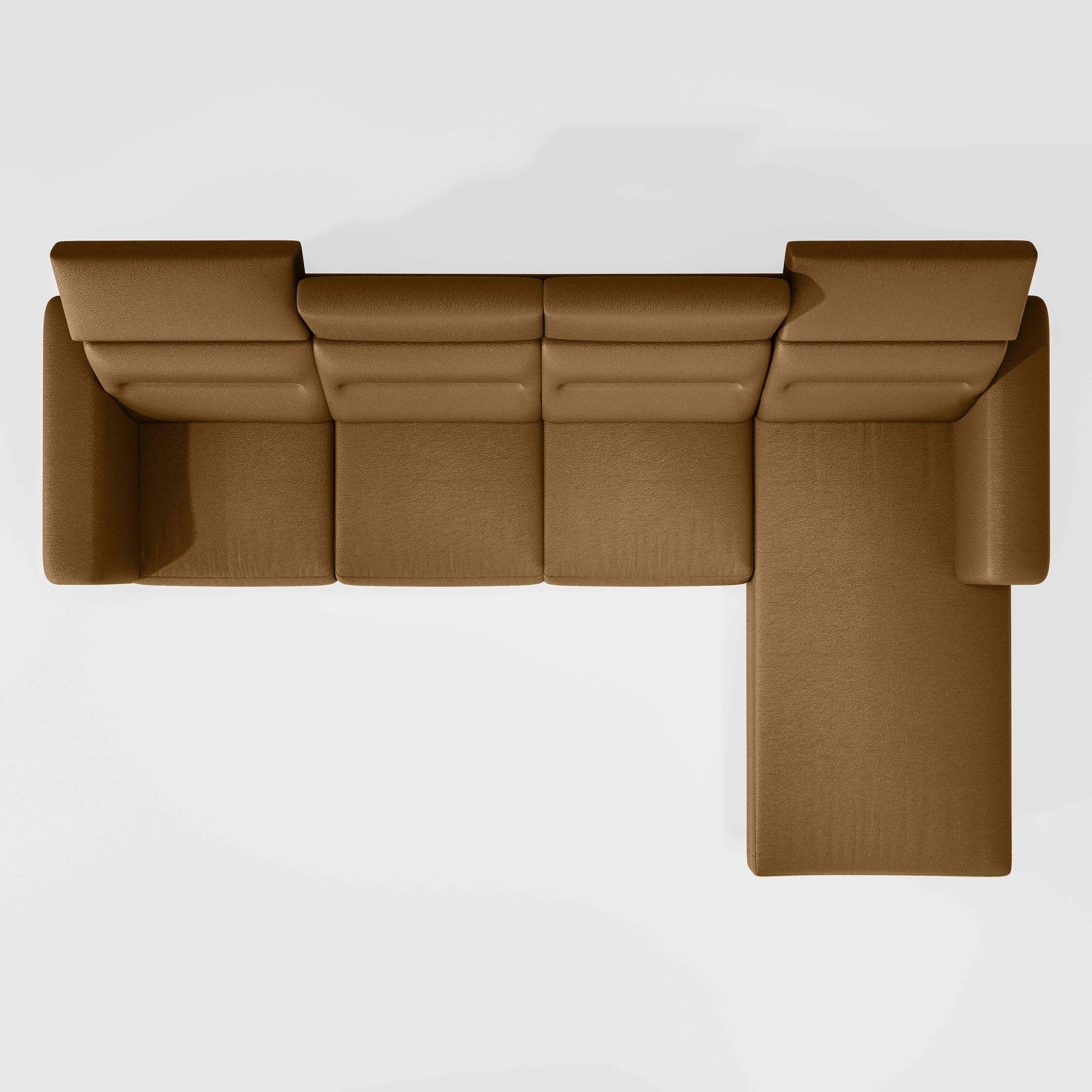 Cresendo 3 Seater with LH Lounger Leatherette fabric - Tobacco Brown - Image 4