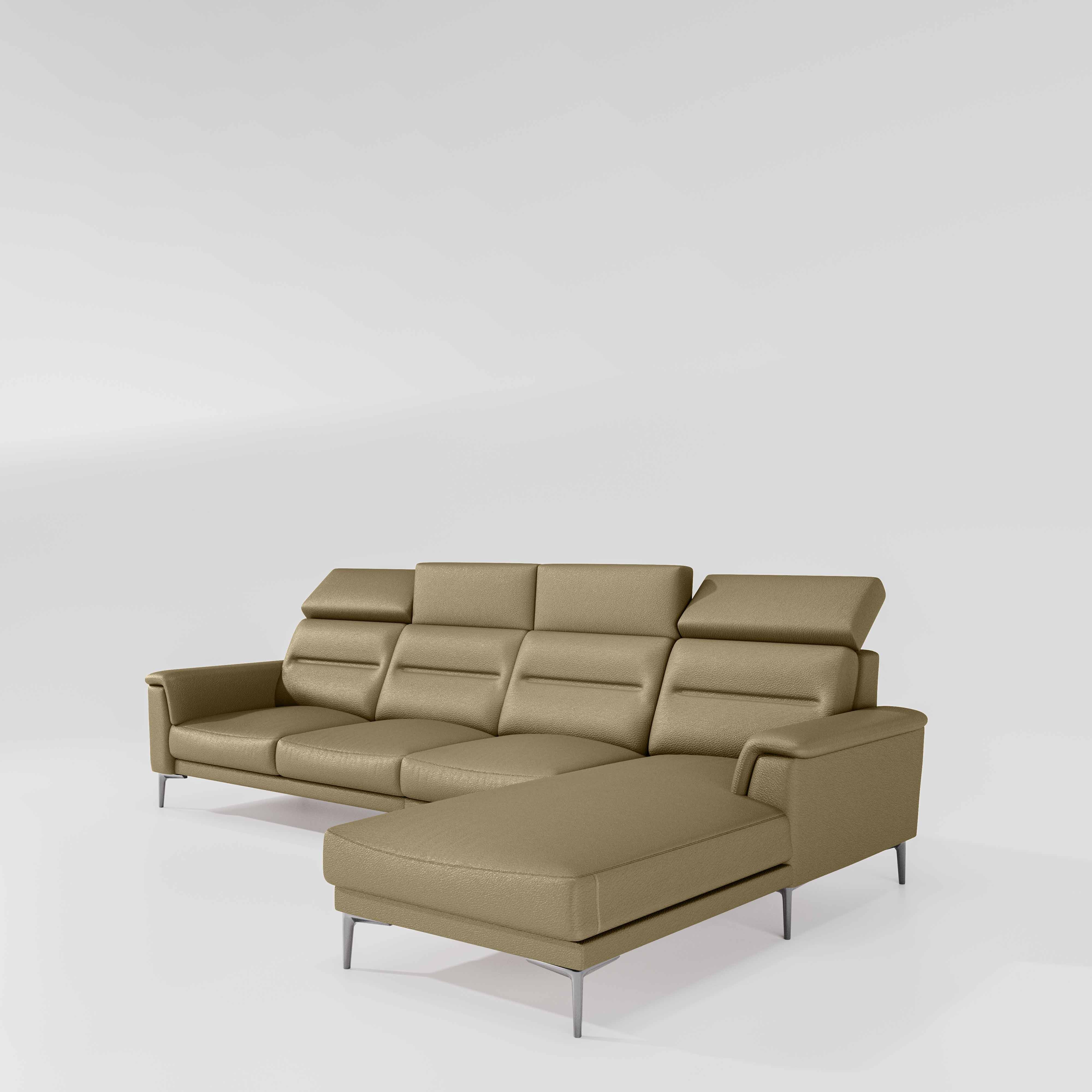 Cresendo 3 Seater with RH Lounger Leatherette fabric - Pebble - Image 4