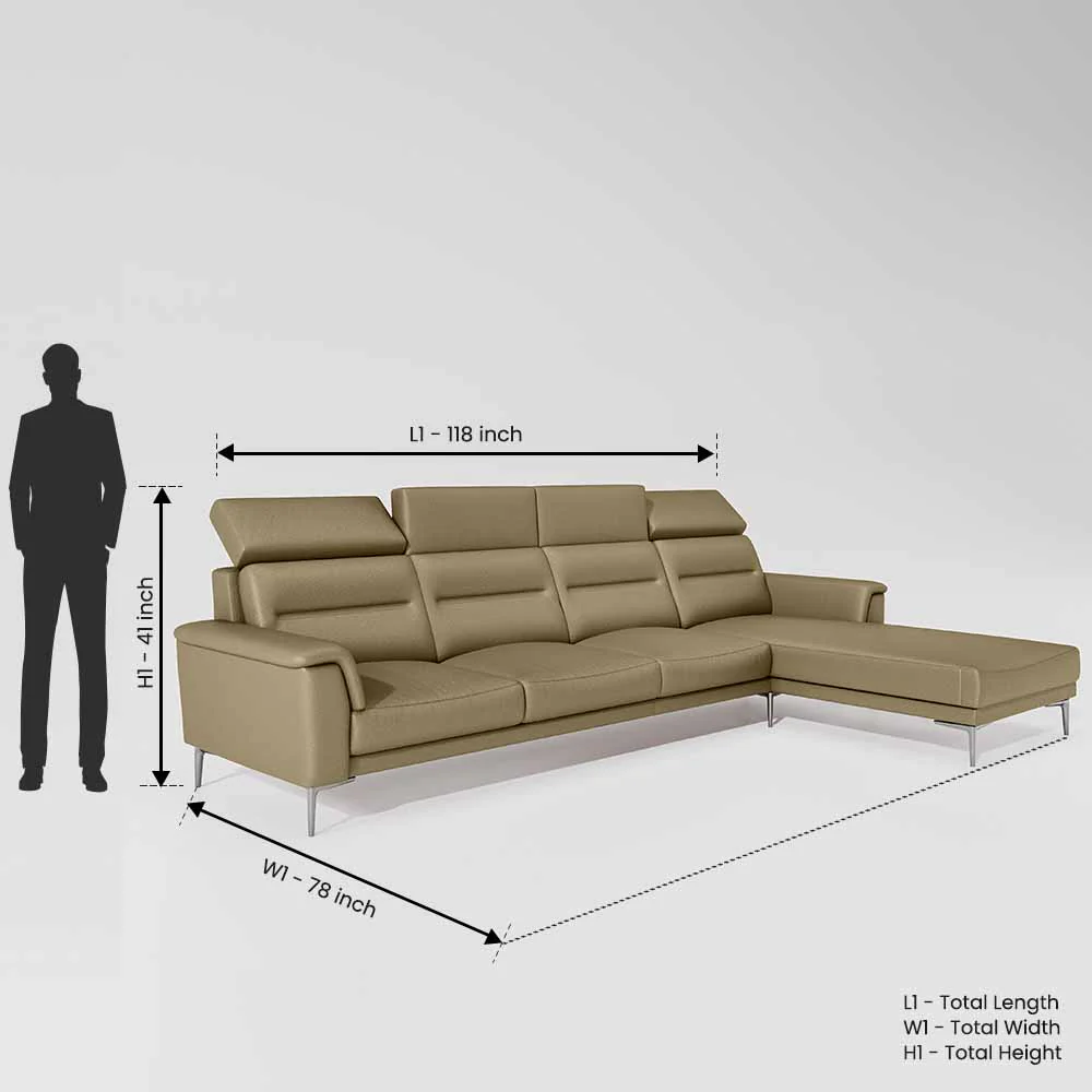 Cresendo 3 Seater with RH Lounger Leatherette fabric - Pebble - Image 7