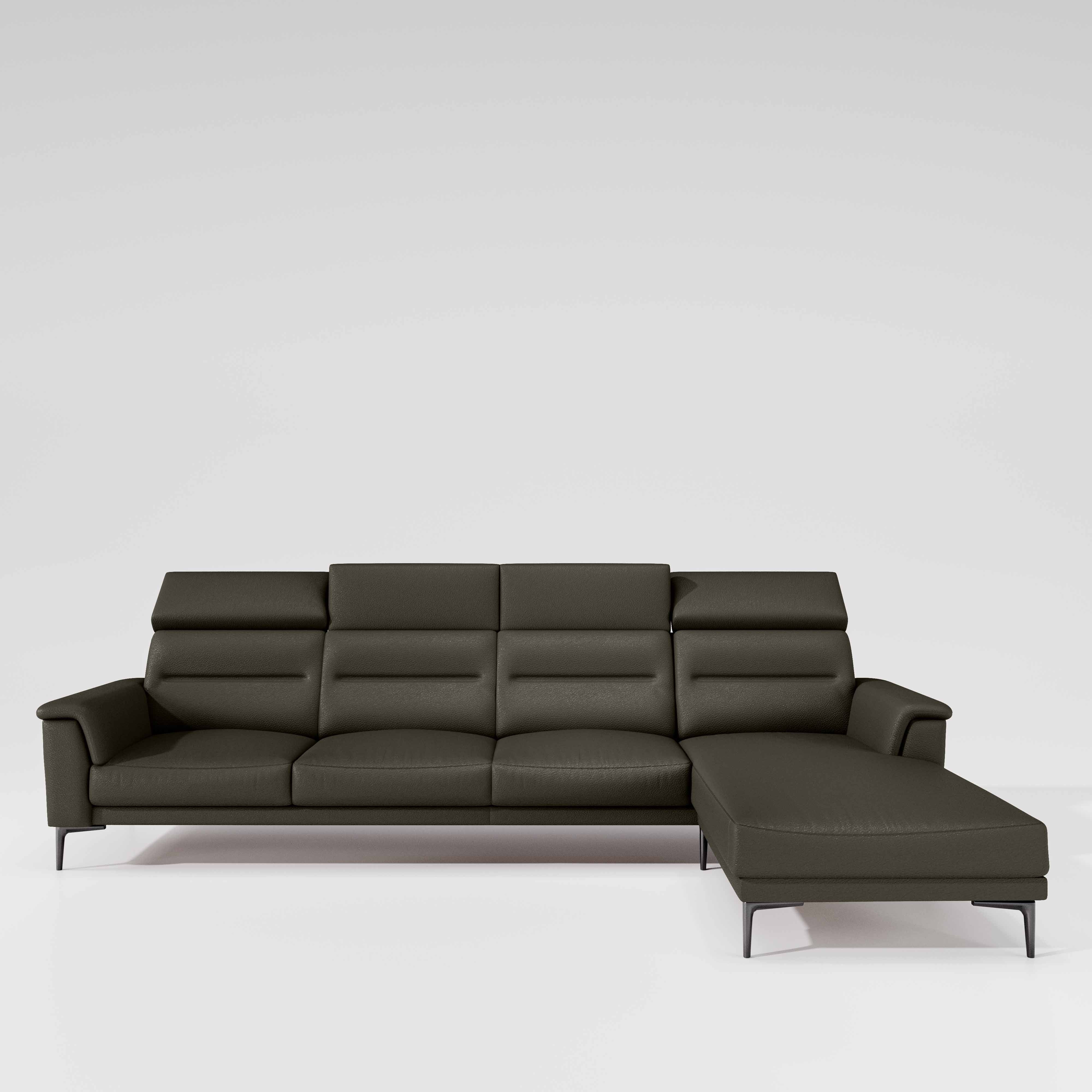 Cresendo 3 Seater with RH Lounger Leatherette fabric - Pewter Grey - Image 2