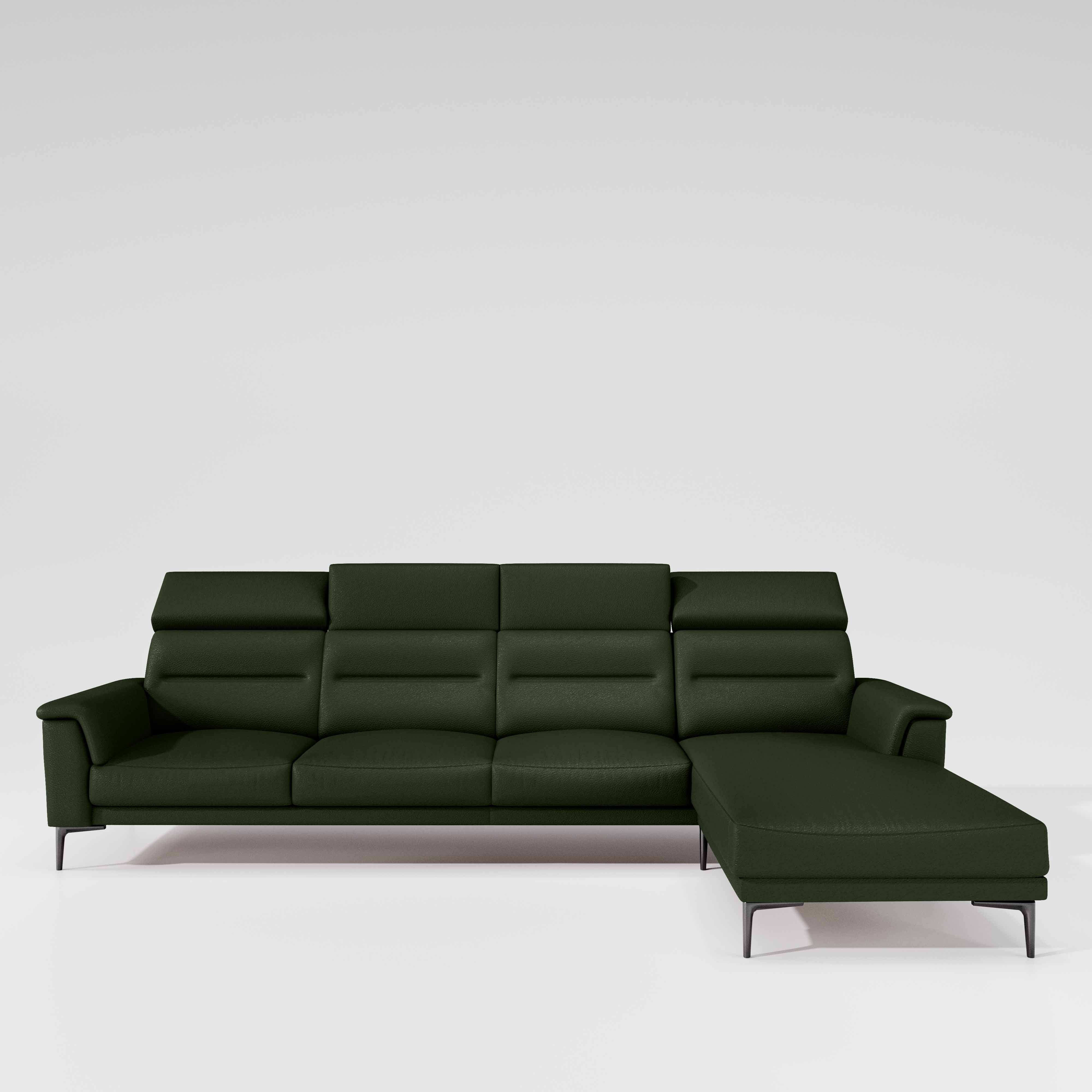 Cresendo 3 Seater with RH Lounger Leatherette fabric - Black Forest - Image 2