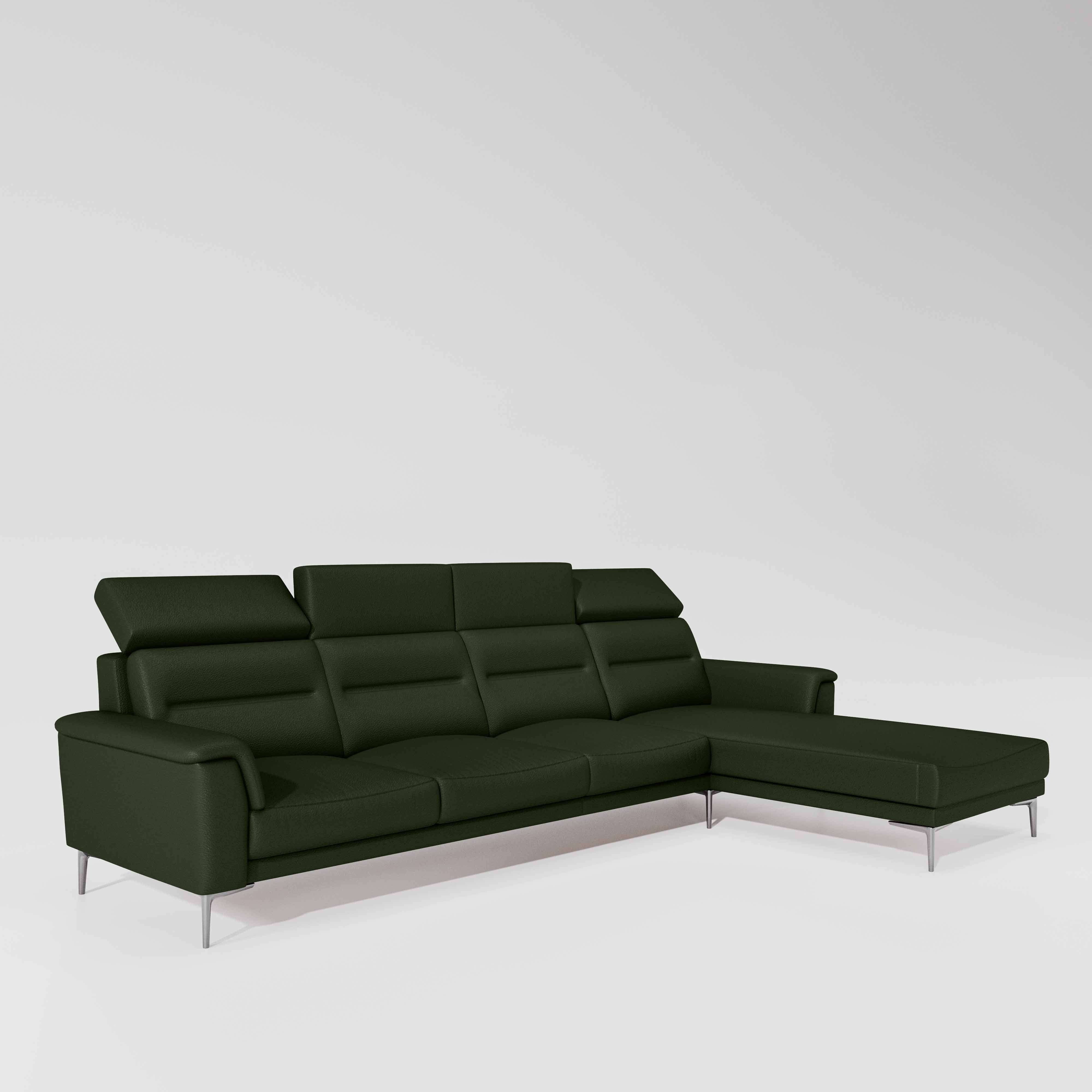 Cresendo 3 Seater with RH Lounger Leatherette fabric - Black Forest - Image 5