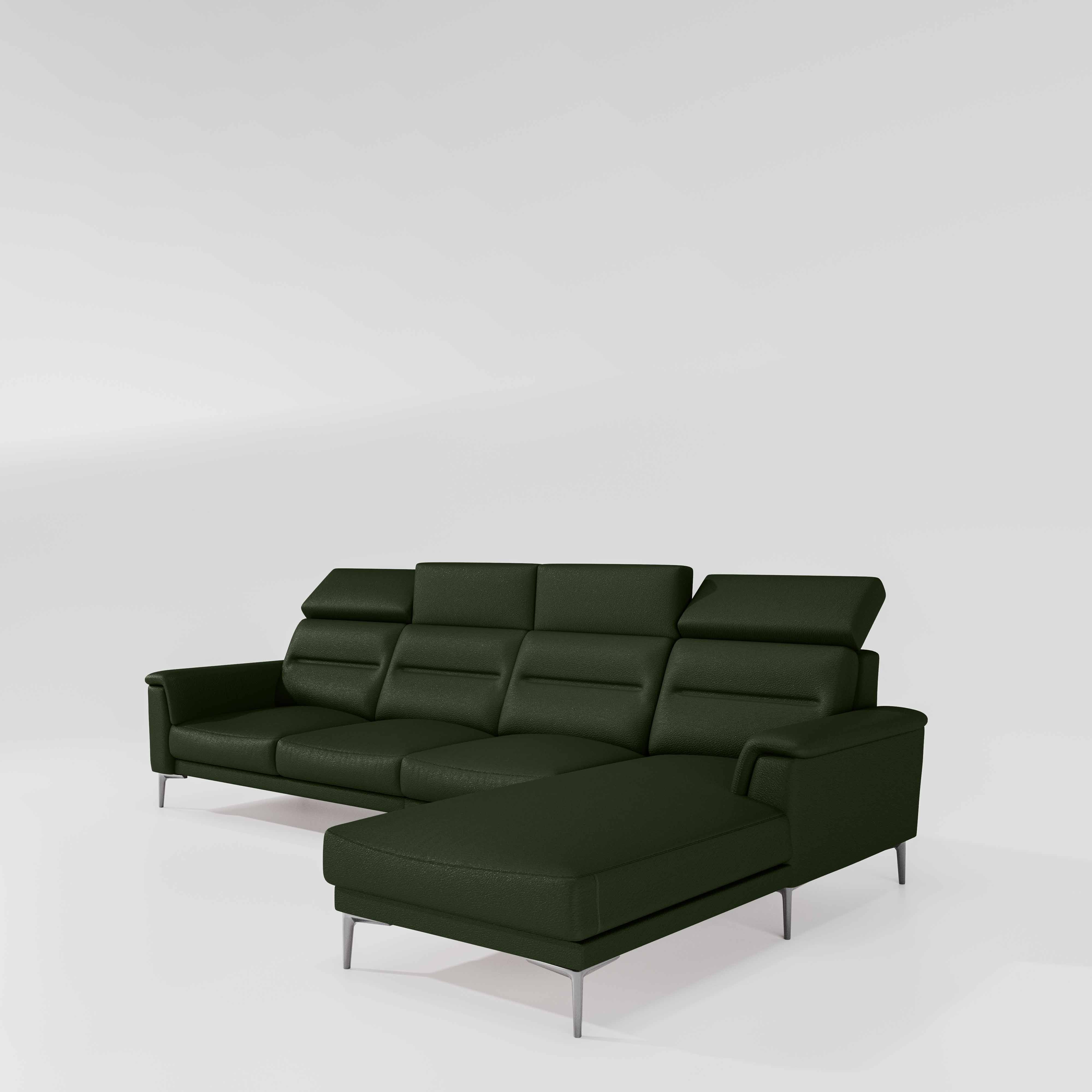 Cresendo 3 Seater with RH Lounger Leatherette fabric - Black Forest - Image 6