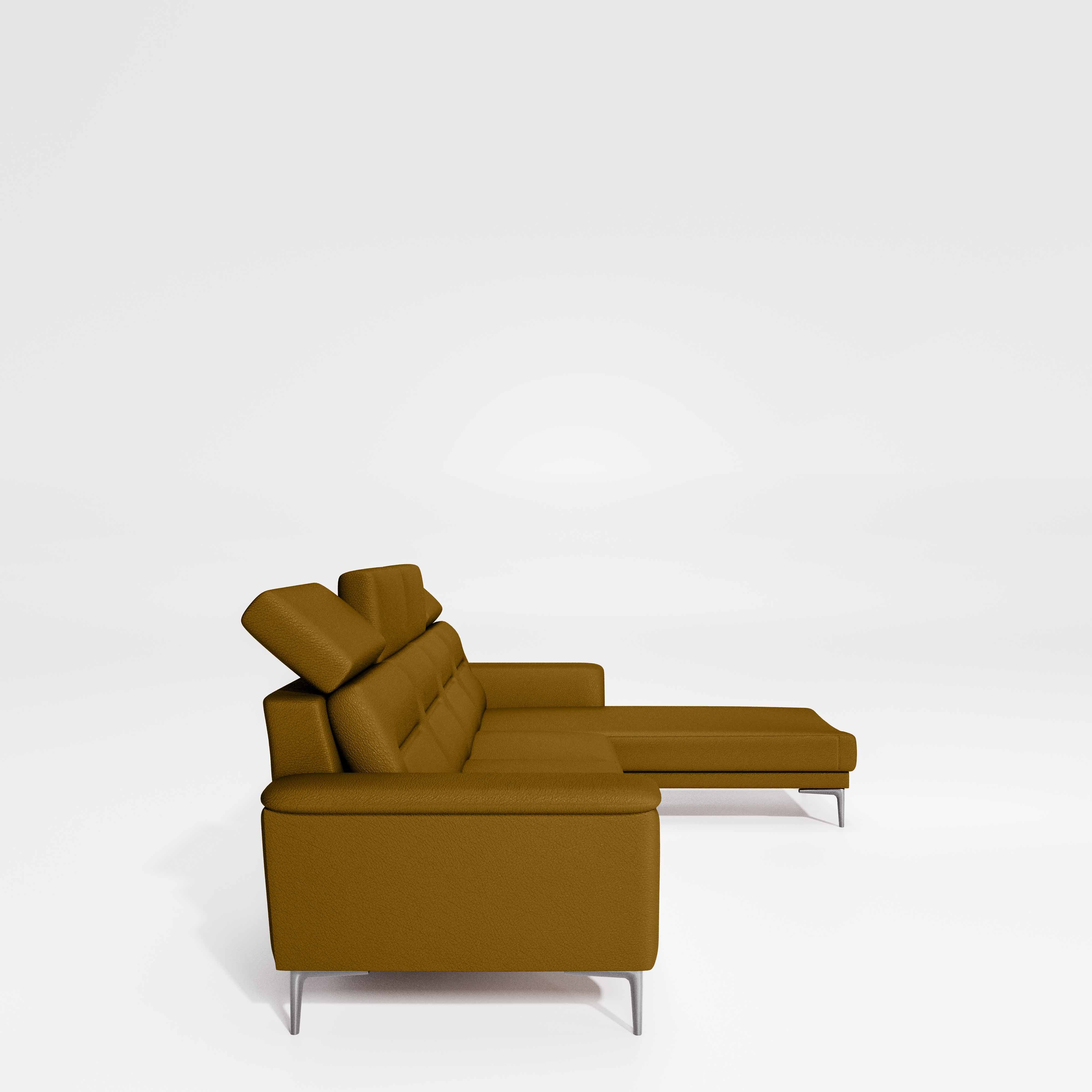 Cresendo 3 Seater with RH Lounger Leatherette fabric - Golden Orange - Image 7
