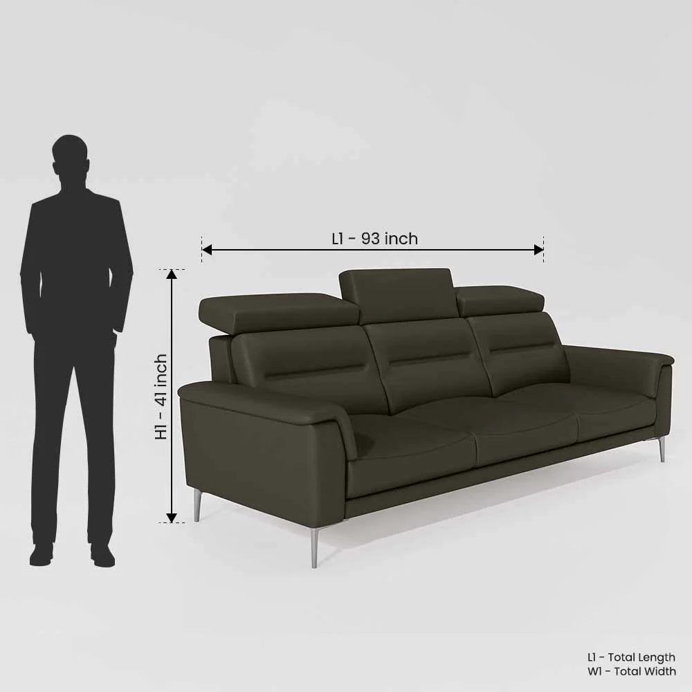 Cresendo 3 Seater Leatherette fabric - Pewter Grey - Image 7