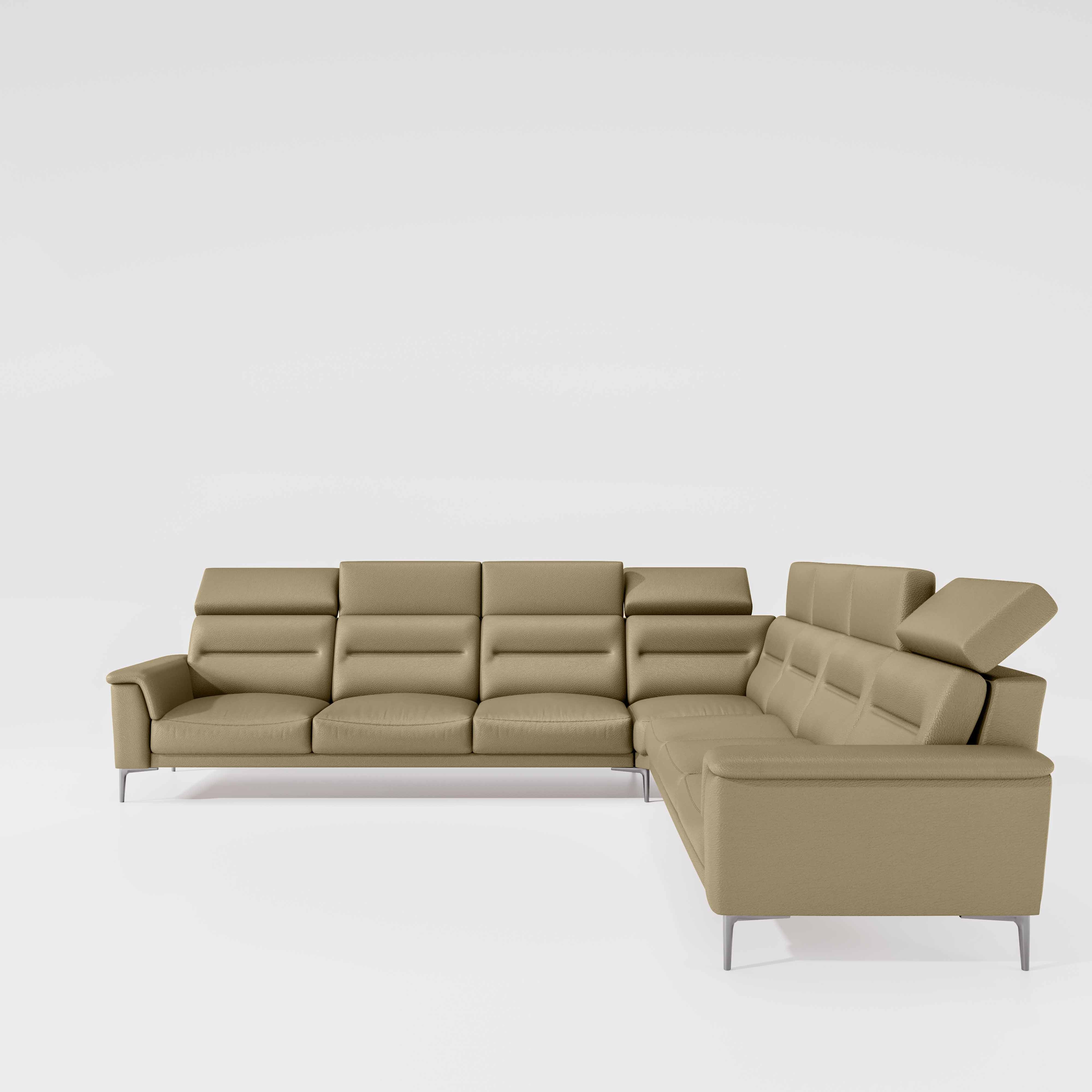 Crescendo 3 Seater + Corner + 3 Seater Leatherette Fabric - Pebble - Image 2