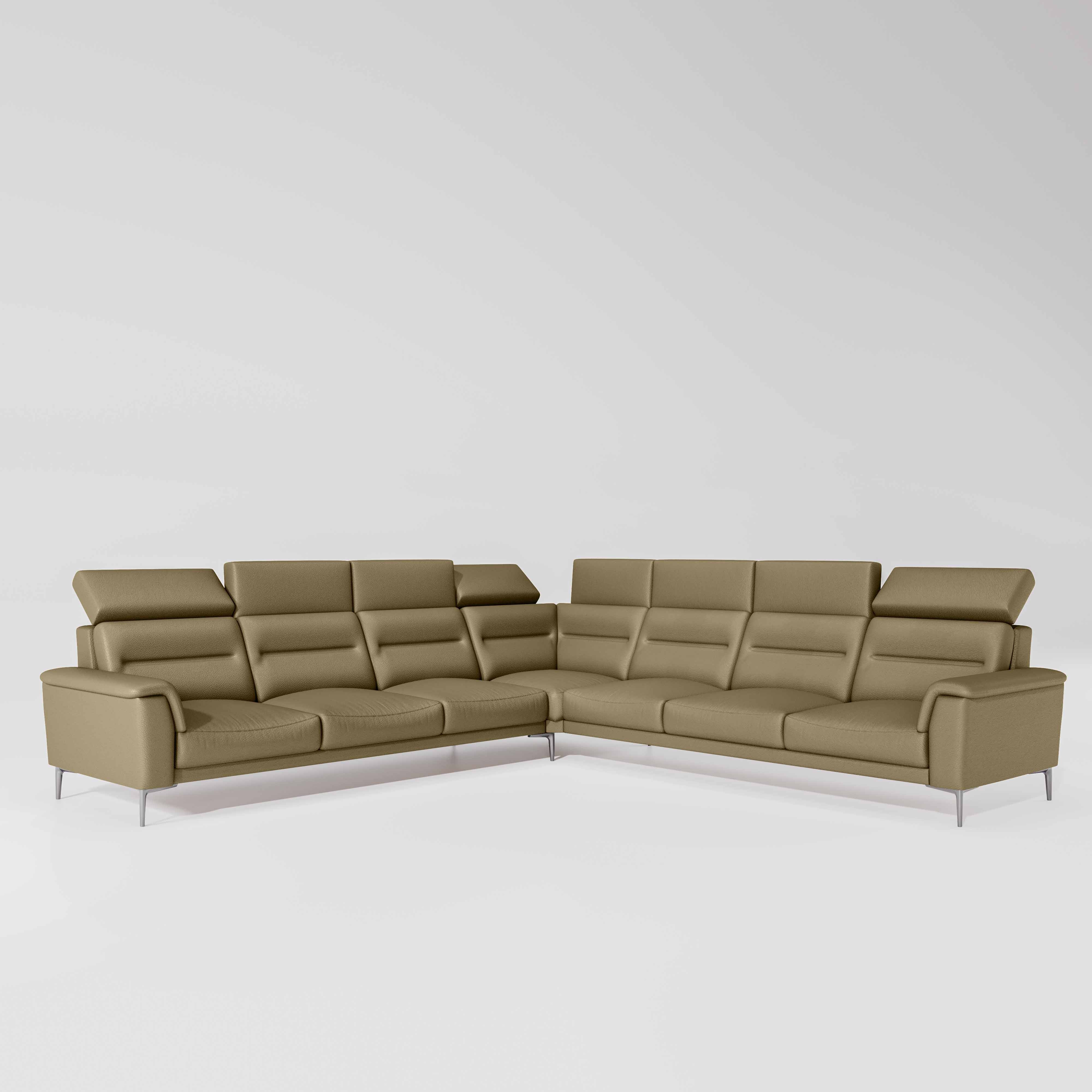 Crescendo 3 Seater + Corner + 3 Seater Leatherette Fabric - Pebble - Image 3