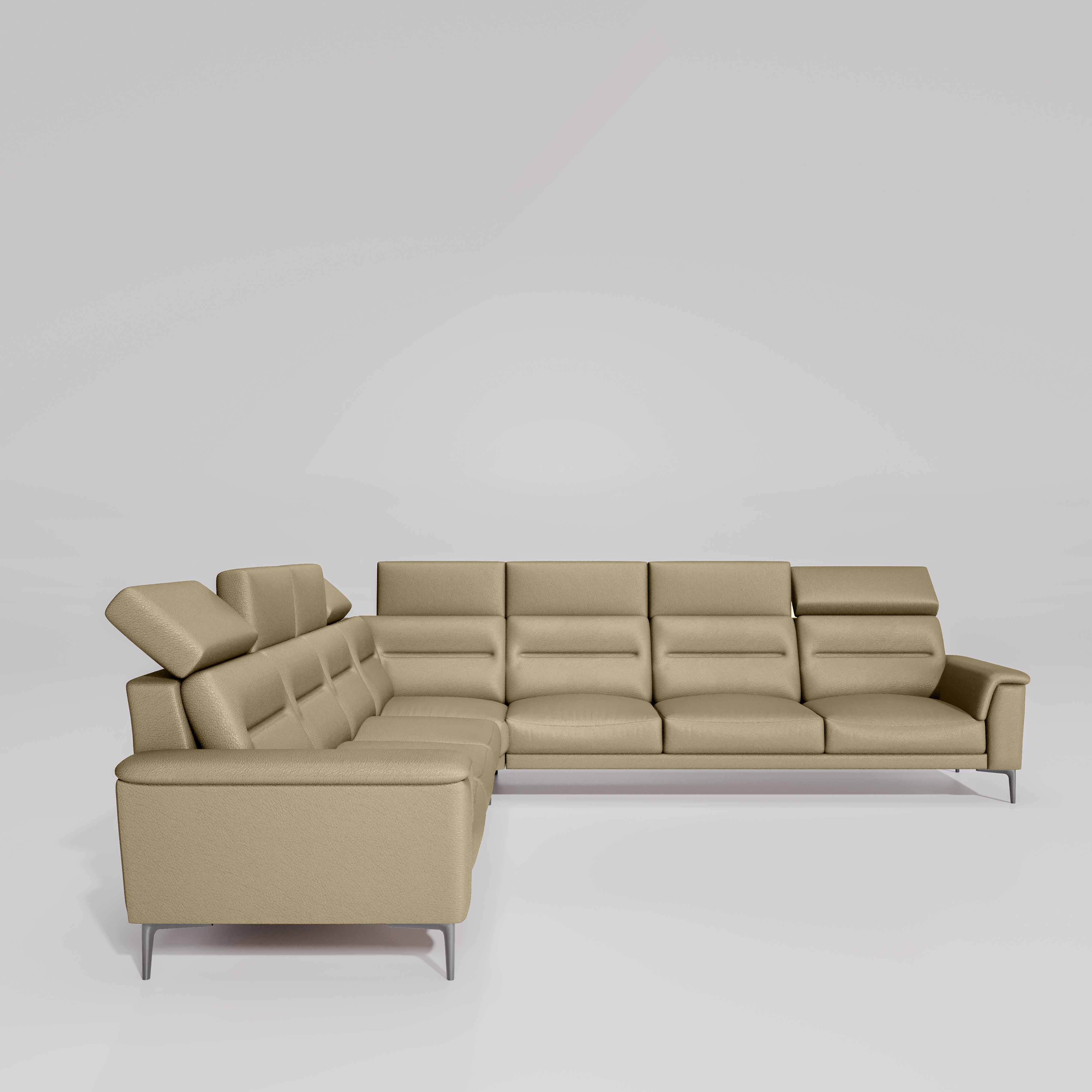 Crescendo 3 Seater + Corner + 3 Seater Leatherette Fabric - Pebble - Image 4