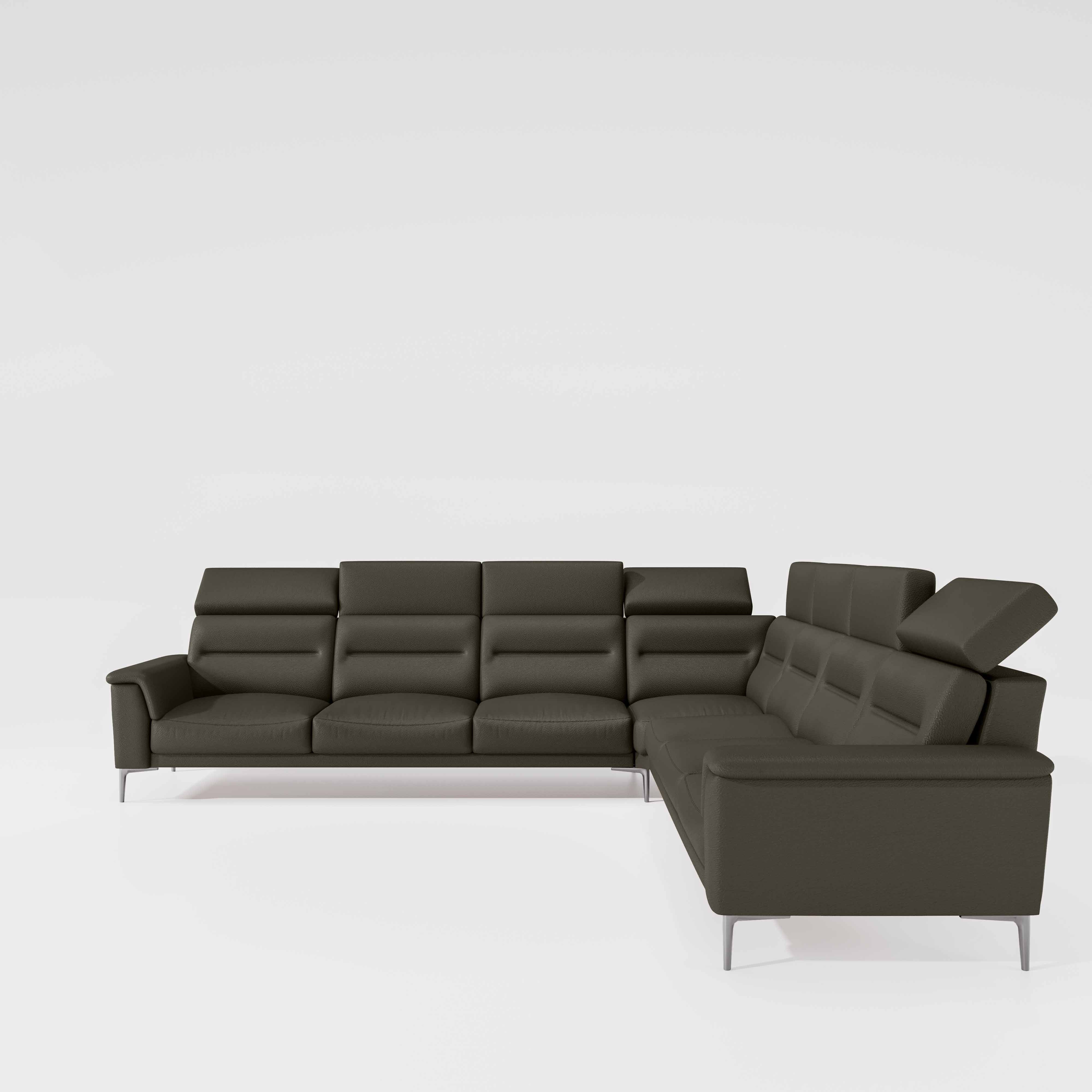 Crescendo 3 Seater + Corner + 3 Seater Leatherette Fabric - Pewter Grey - Image 2